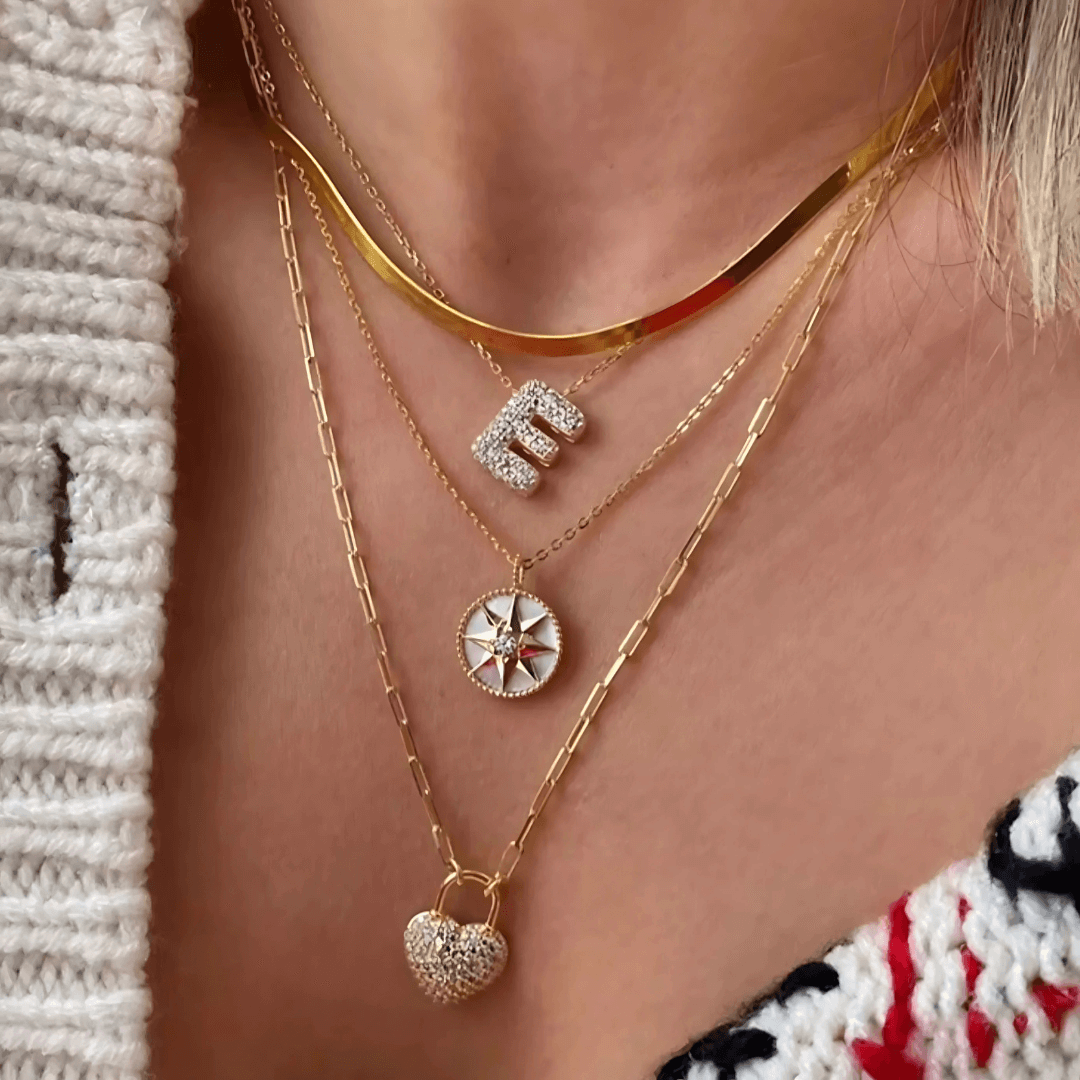 Moissanite Bubble Letter Necklace