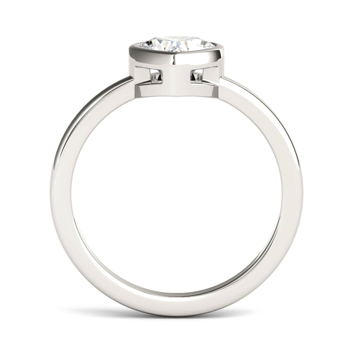 1.00 CTW DEW Heart Moissanite Bezel Solitaire Engagement Ring in 14K White Gold