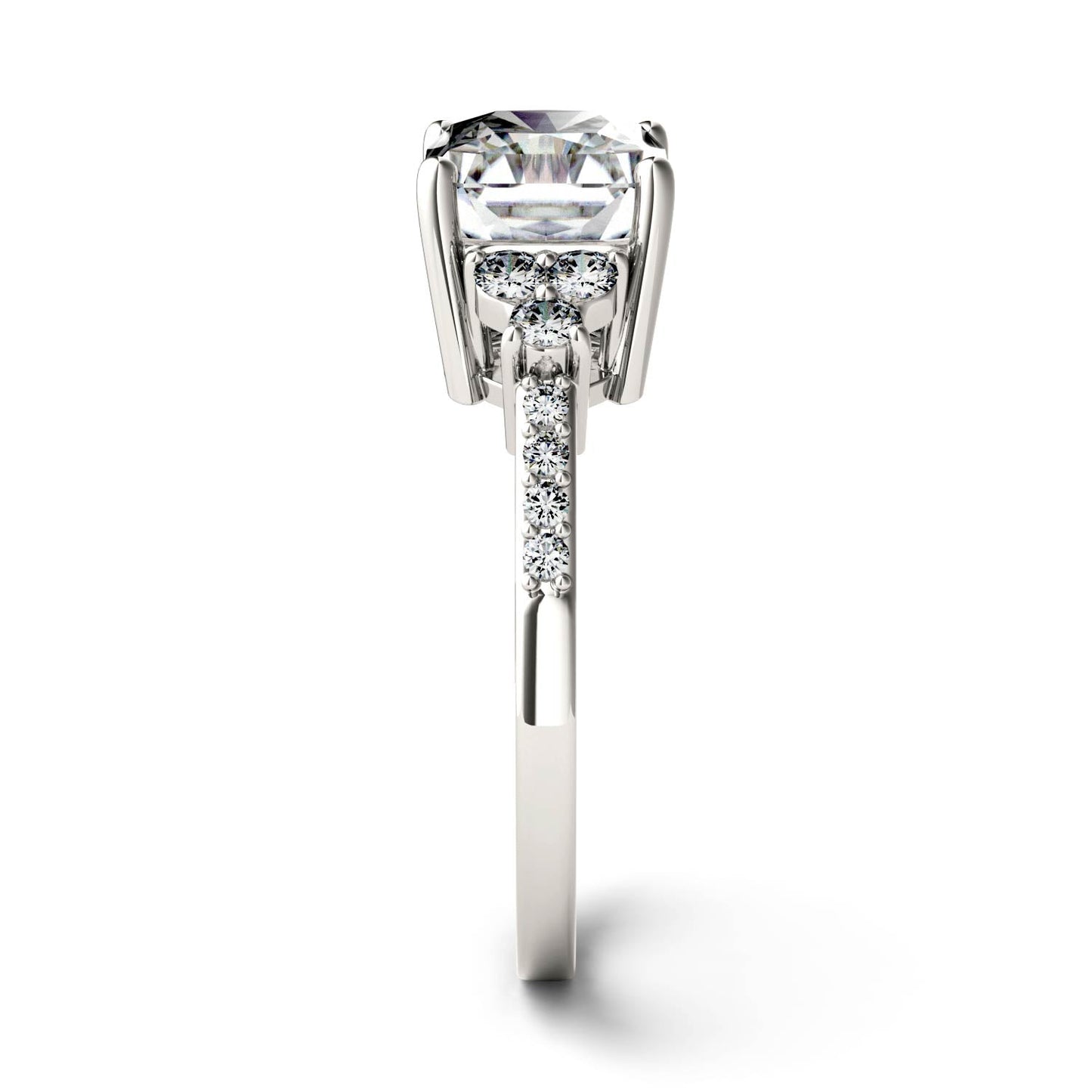 2.90 CTW DEW Radiant Moissanite Engagement Ring in 14K White Gold