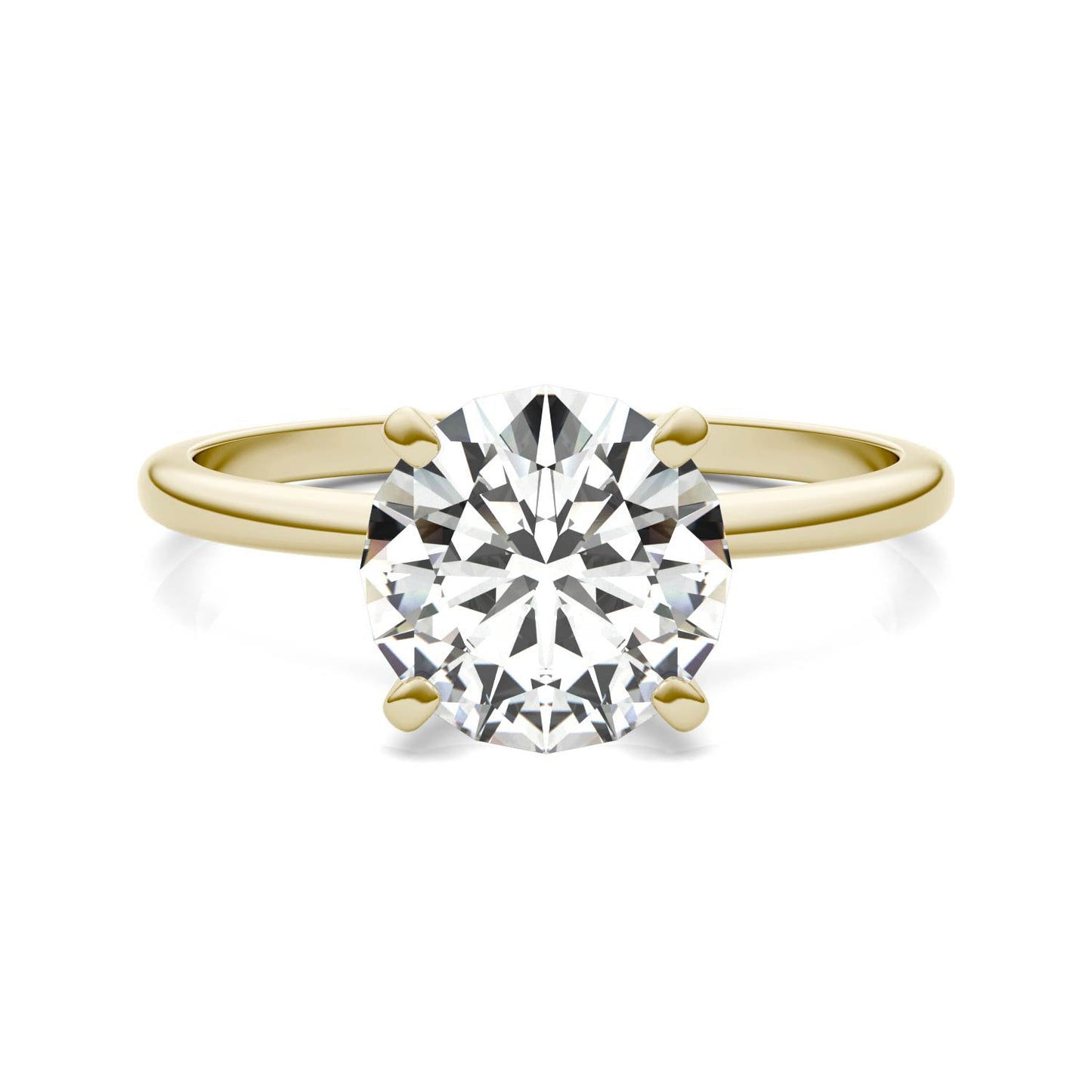 1.90 CTW DEW Round Moissanite Solitaire Engagement Ring in 14K Yellow Gold