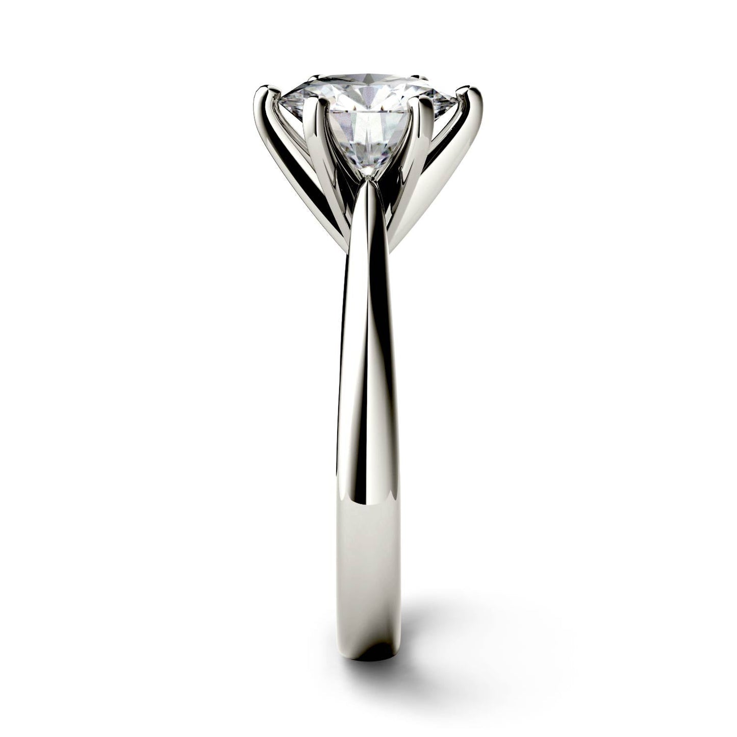 1.90 CTW DEW Round Moissanite Six-Prong Cathedral Solitaire Engagement Ring in 14K White Gold