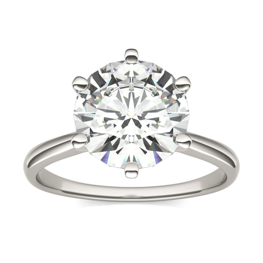 3.10 CTW DEW Round Moissanite Solitaire Ring in 14K White Gold