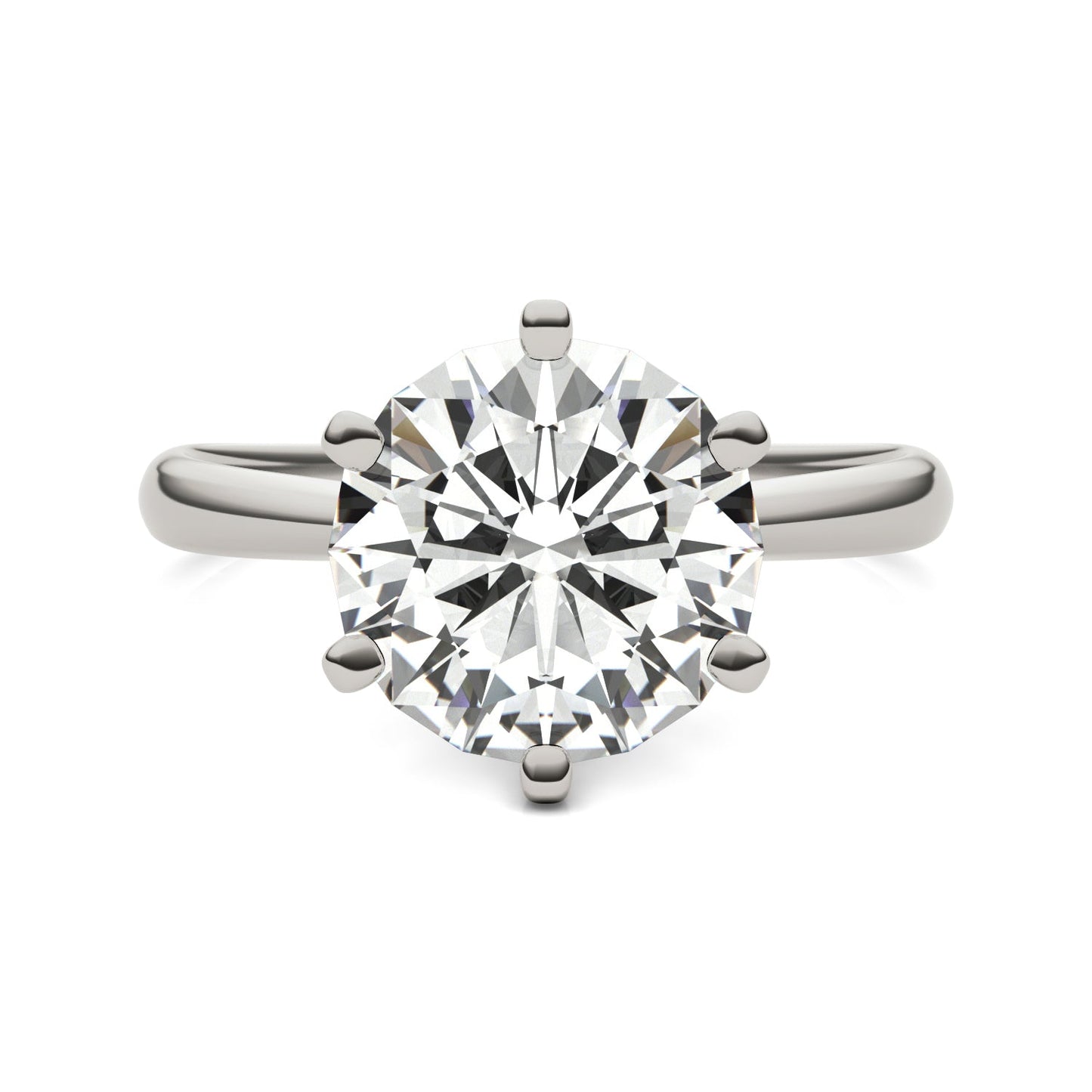 3.10 CTW DEW Round Moissanite Solitaire Ring in 14K White Gold