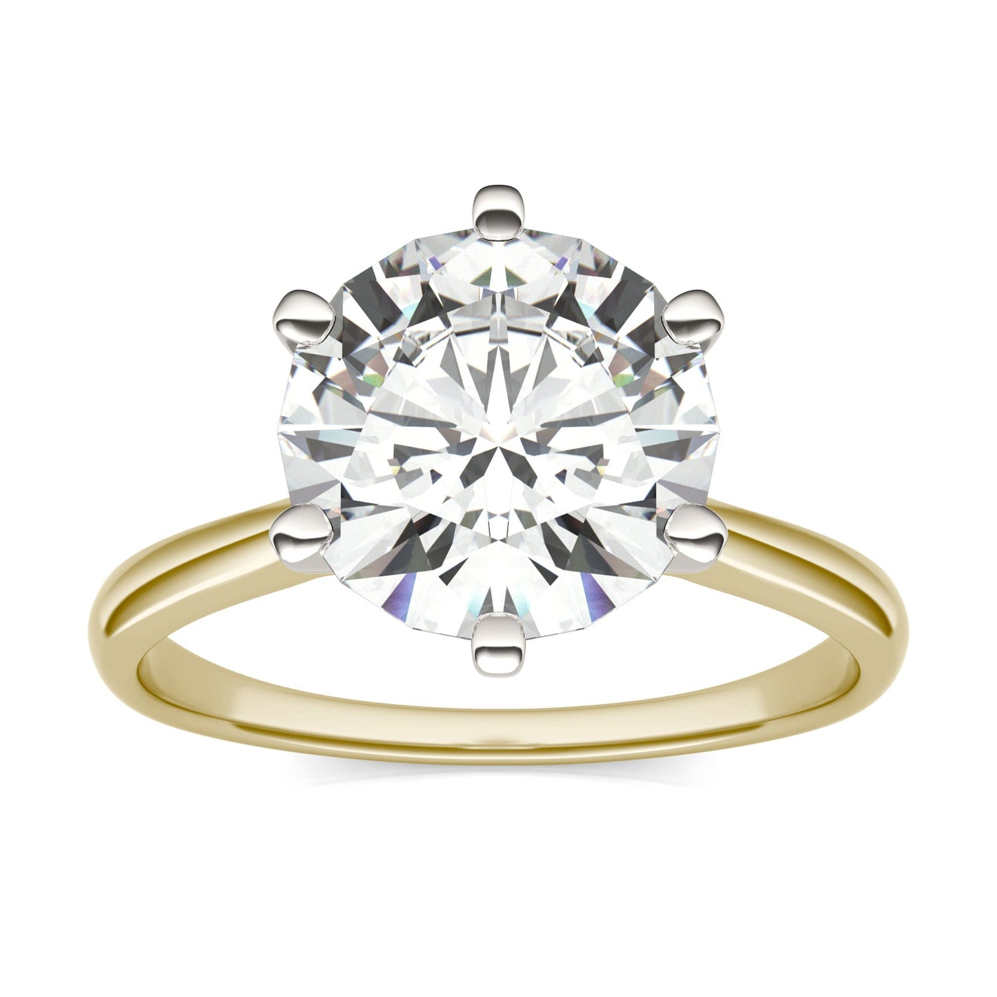 3.10 CTW DEW Round Moissanite Solitaire Ring in 14K Two-Tone Gold