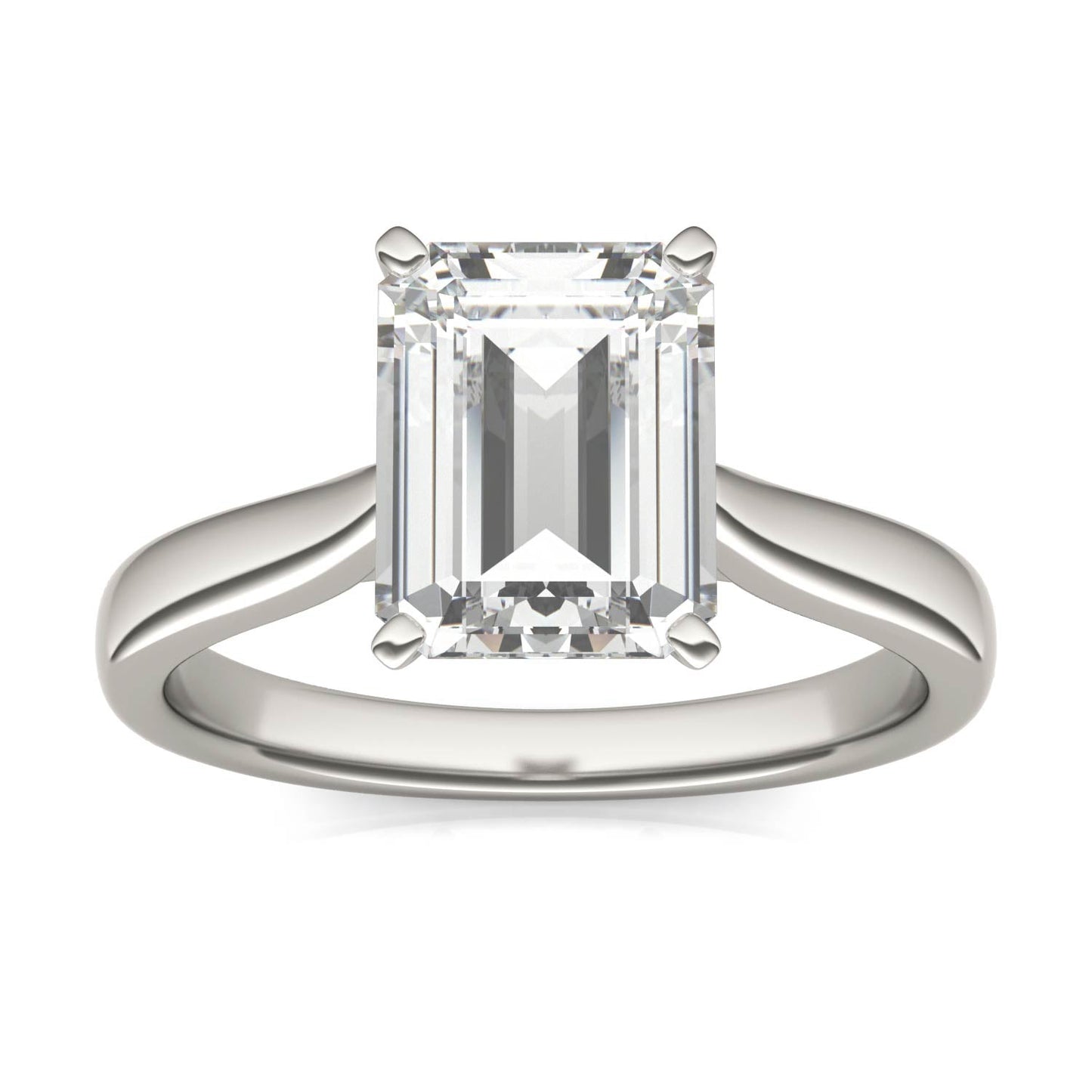 2.52 CTW DEW Emerald Moissanite Solitaire Ring in 14K White Gold