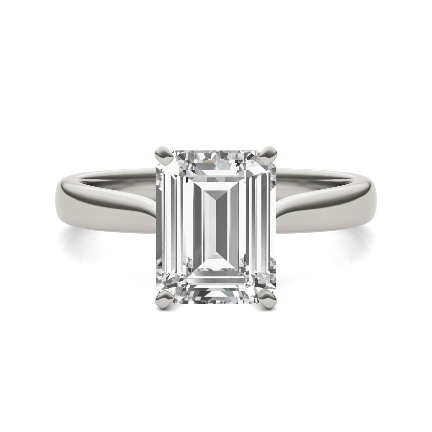 2.52 CTW DEW Emerald Moissanite Solitaire Ring in 14K White Gold