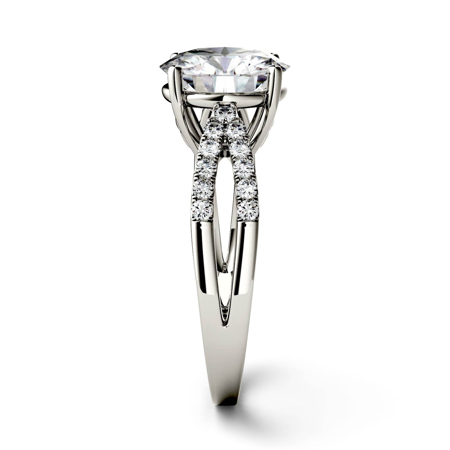 2.92 CTW DEW Round Moissanite Engagement Ring in 14K White Gold