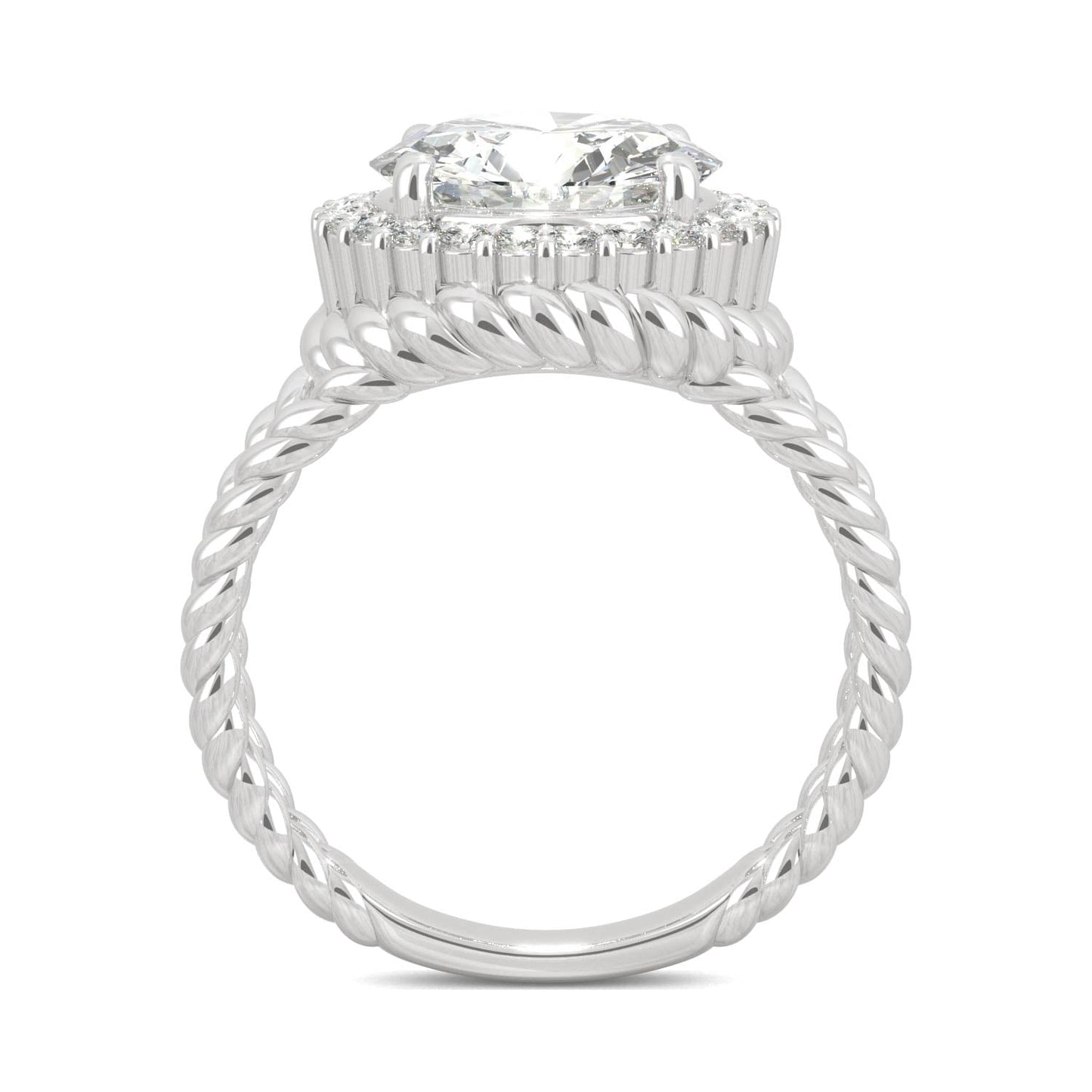 2.94 CTW DEW Round Moissanite Halo Split-Shank Engagement Ring in 14K White Gold