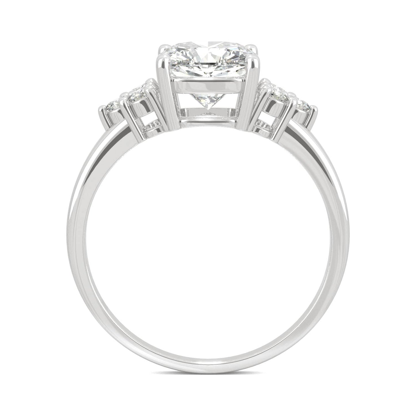 1.88 CTW DEW Cushion Moissanite Engagement Ring in 14K White Gold