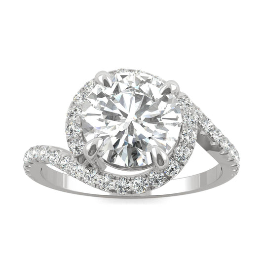 2.24 CTW DEW Round Moissanite Engagement Ring in 14K White Gold