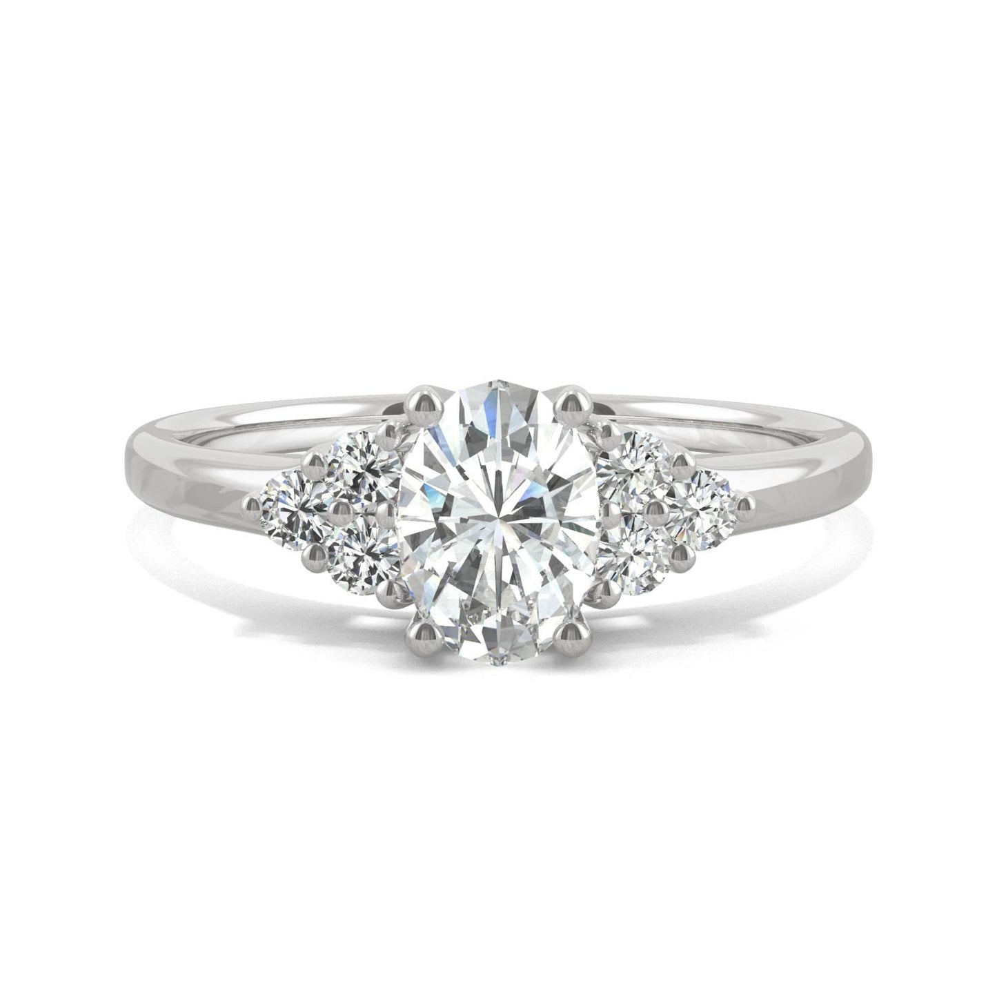 1.08 CTW DEW Oval Moissanite Engagement Ring in 14K White Gold