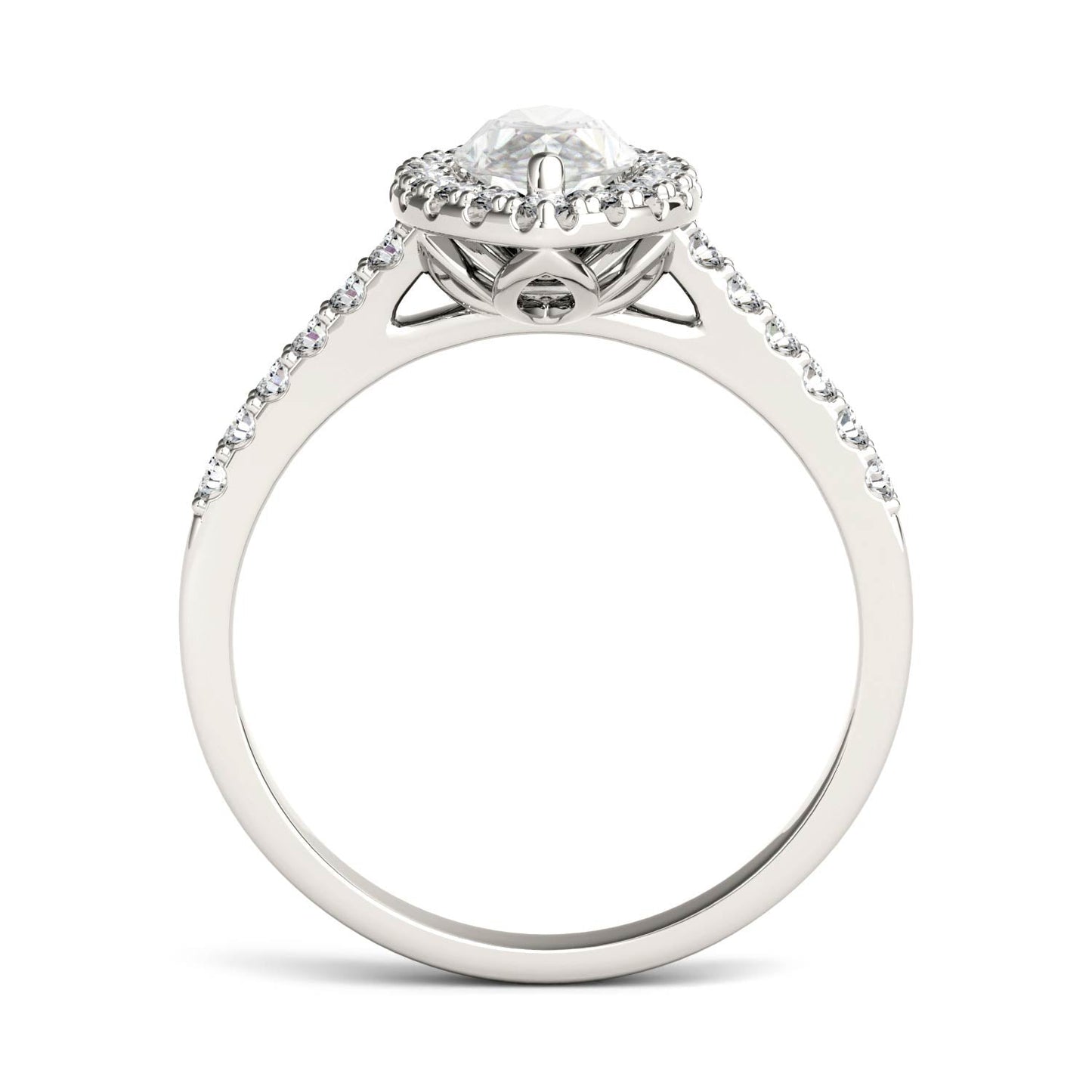 1.45 CTW DEW Marquise Moissanite Halo Ring in 14K White Gold