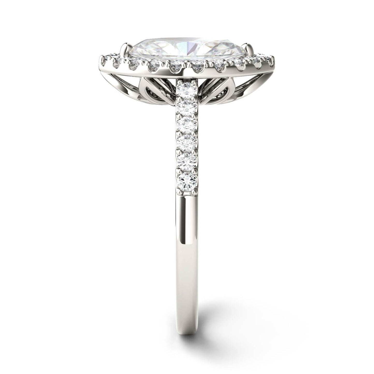 1.45 CTW DEW Marquise Moissanite Halo Ring in 14K White Gold