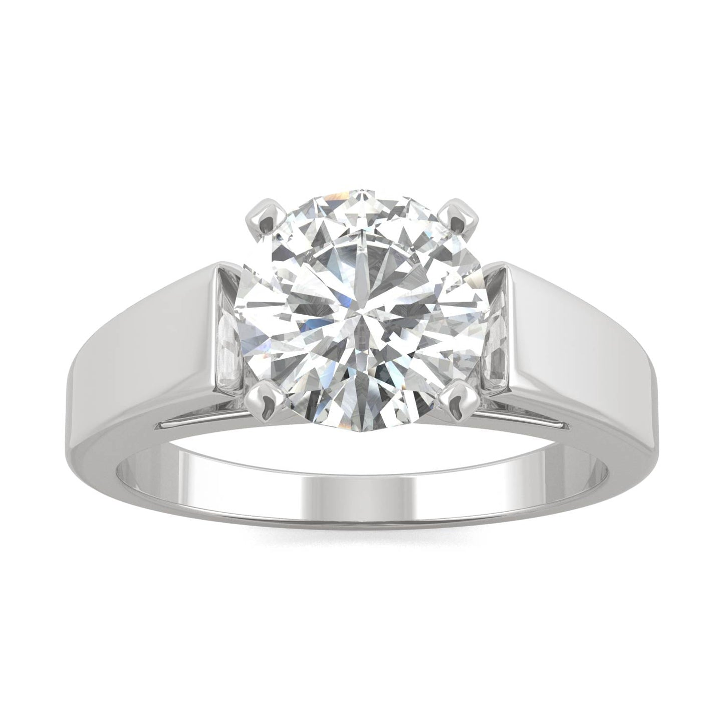 1.9 CTW DEW Round Moissanite Solitaire Engagement Ring in 14K White Gold
