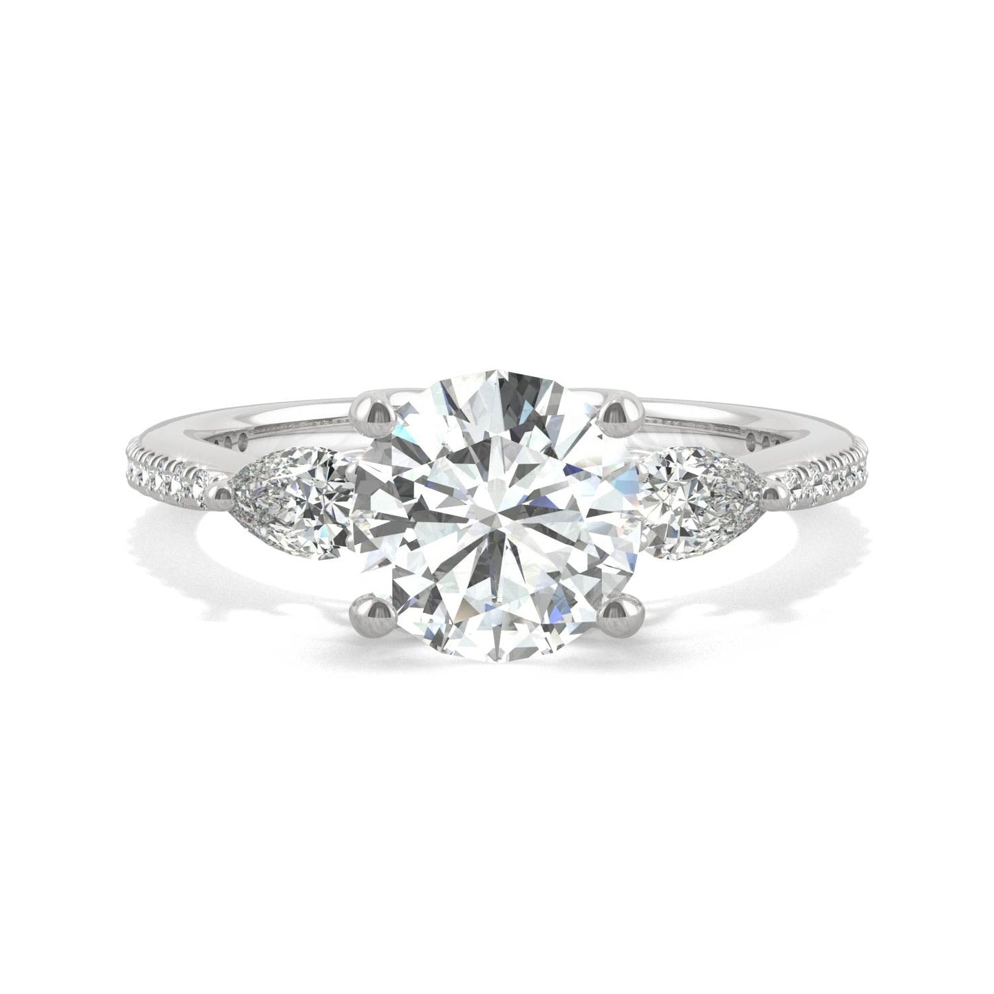 2.50 CTW DEW Round Moissanite Engagement Ring in 14K White Gold