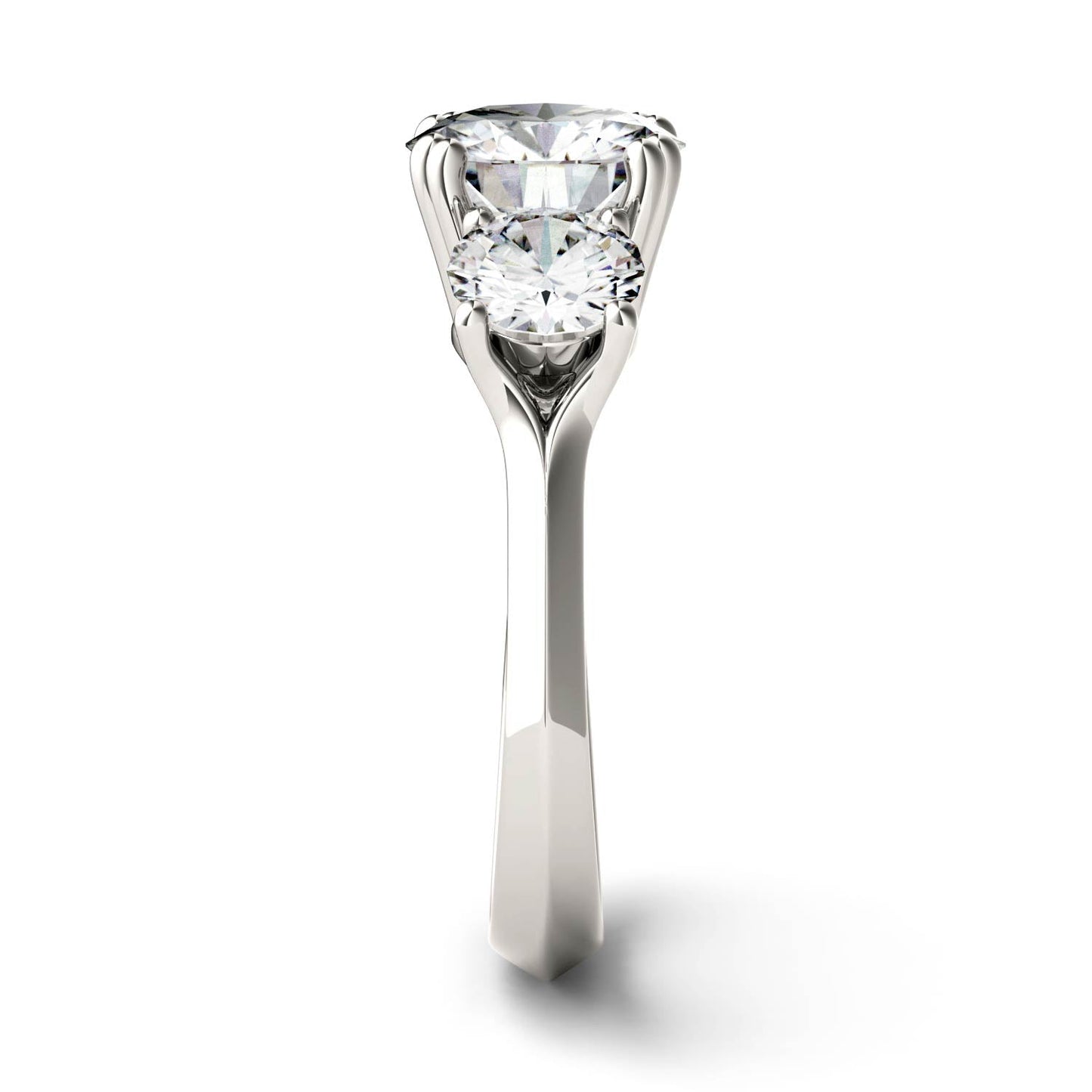 3.10 CTW DEW Round Moissanite Three-Stone Ring in 14K White Gold