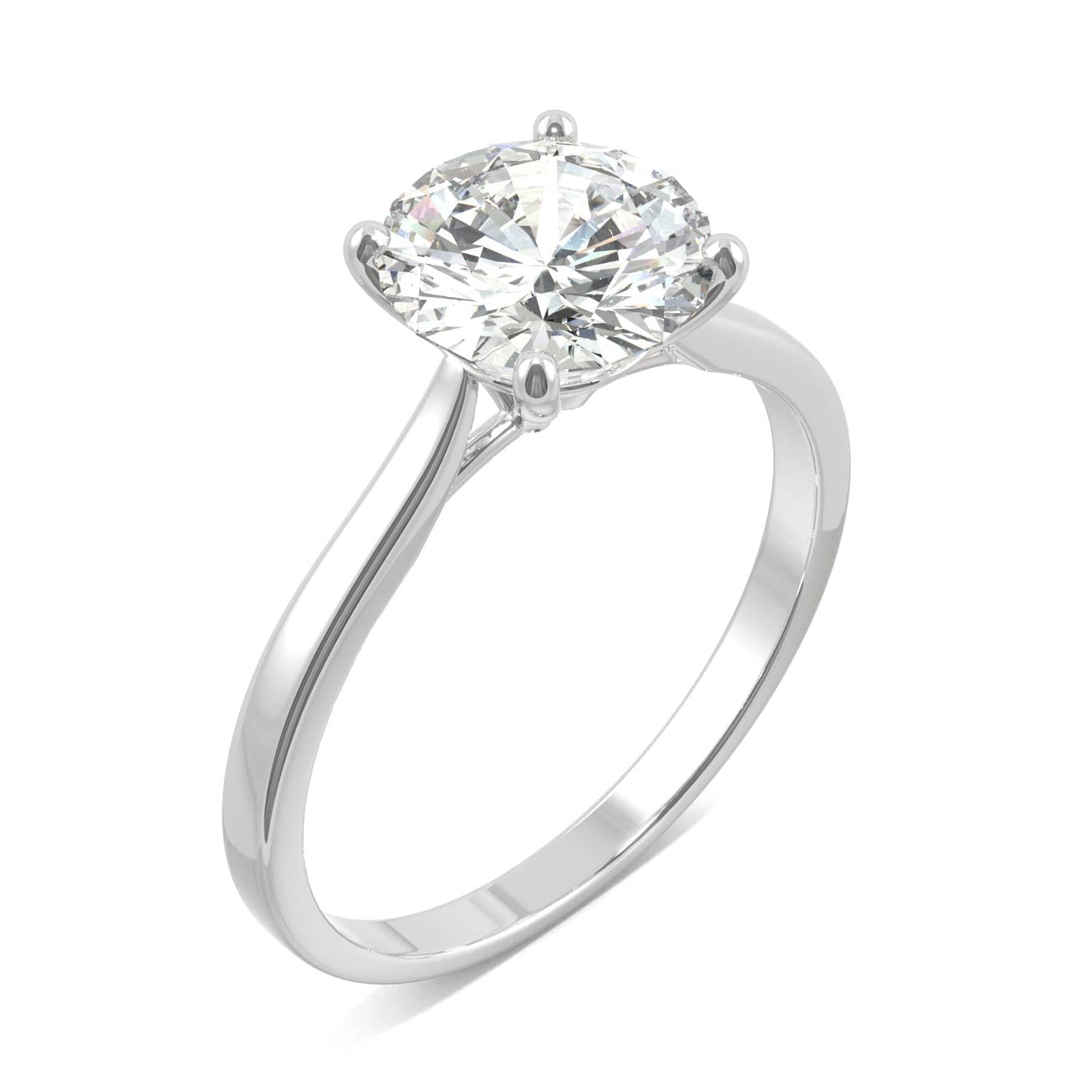 1.90 CTW DEW Round Moissanite Solitaire Engagement Ring in 14K White Gold