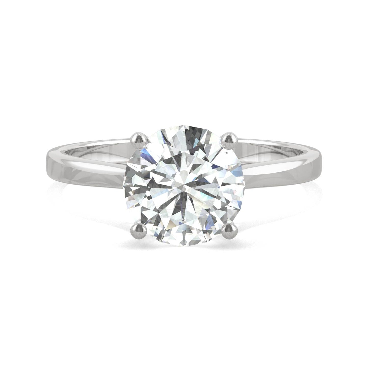 1.90 CTW DEW Round Moissanite Solitaire Engagement Ring in 14K White Gold