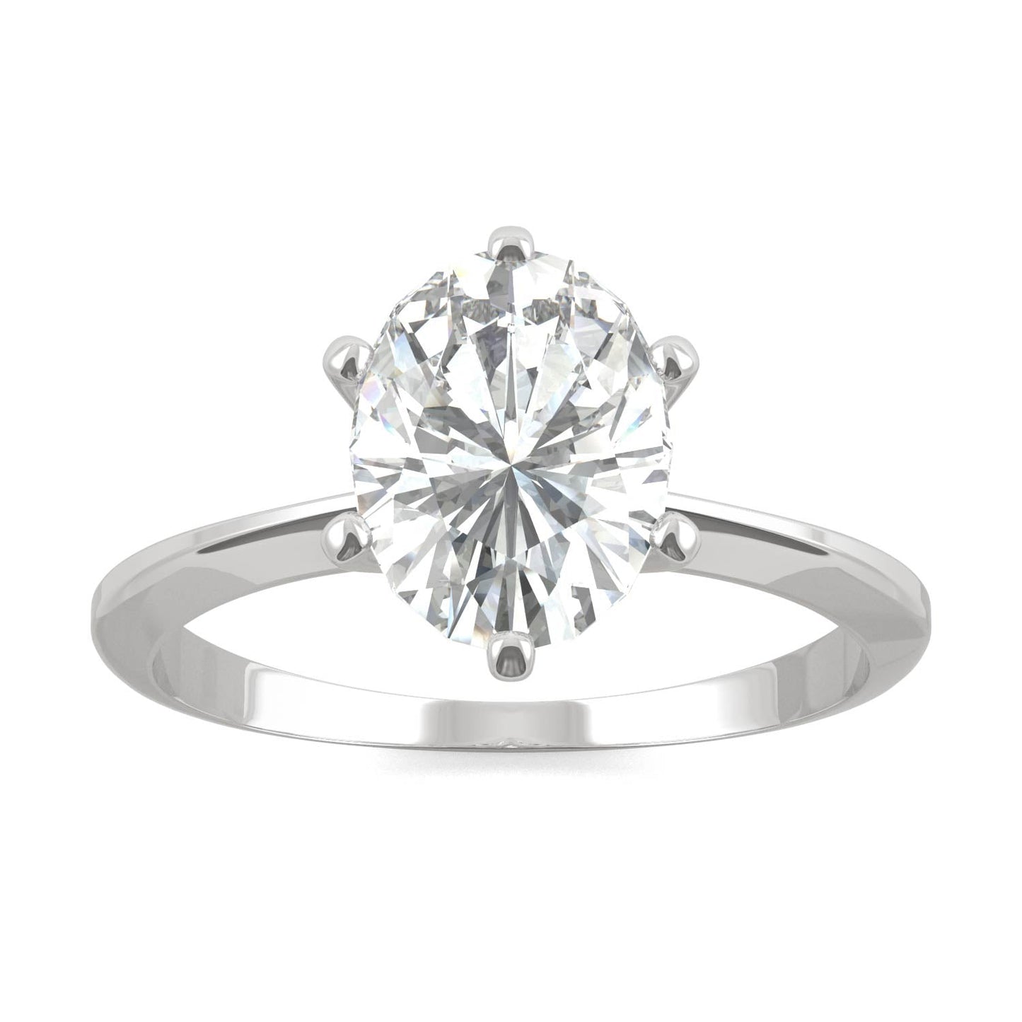 2.10 CTW DEW Oval Moissanite Six-Prong Solitaire Engagement Ring in 14K White Gold