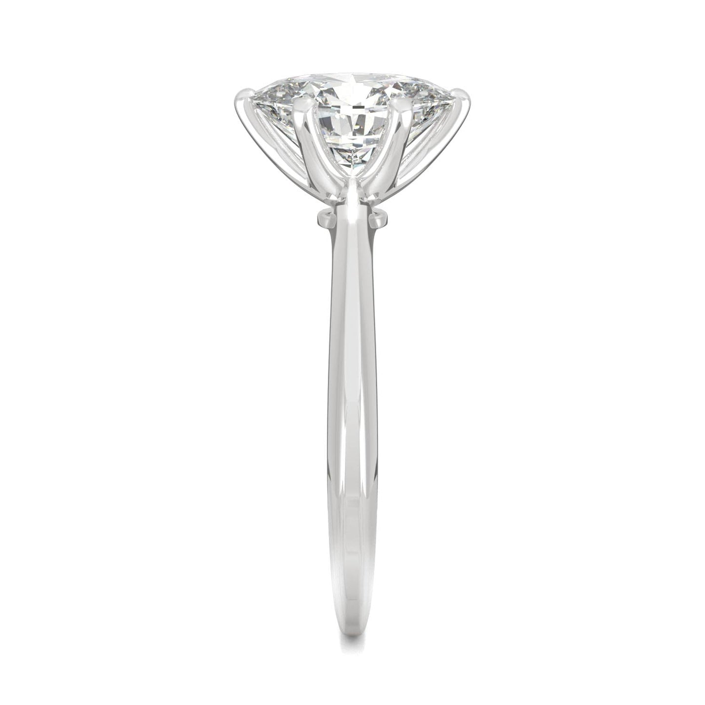 2.10 CTW DEW Oval Moissanite Six-Prong Solitaire Engagement Ring in 14K White Gold
