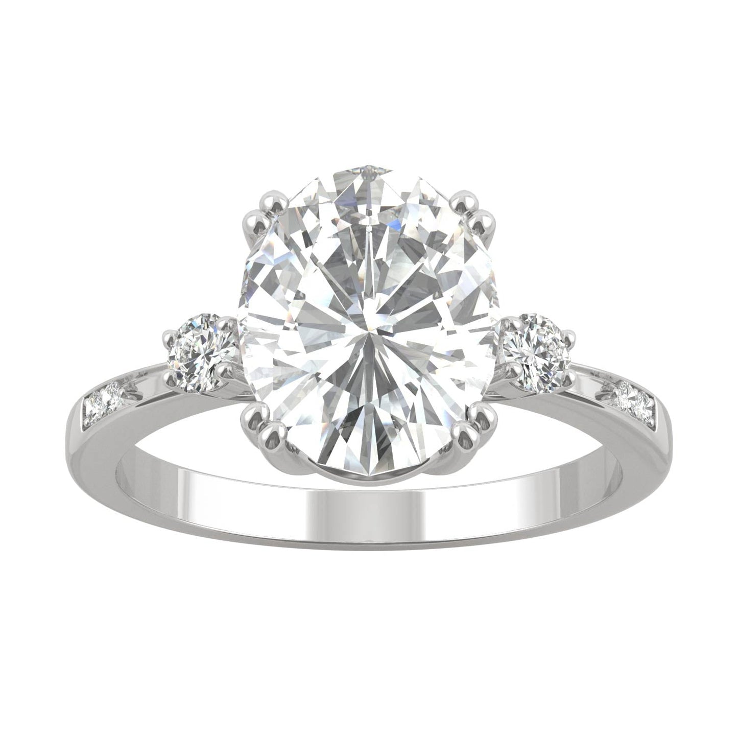 3.14 CTW DEW Oval Moissanite Seven-Stone Ring in 14K White Gold
