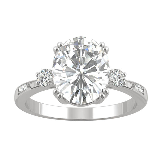 3.14 CTW DEW Oval Moissanite Seven-Stone Ring in 14K White Gold