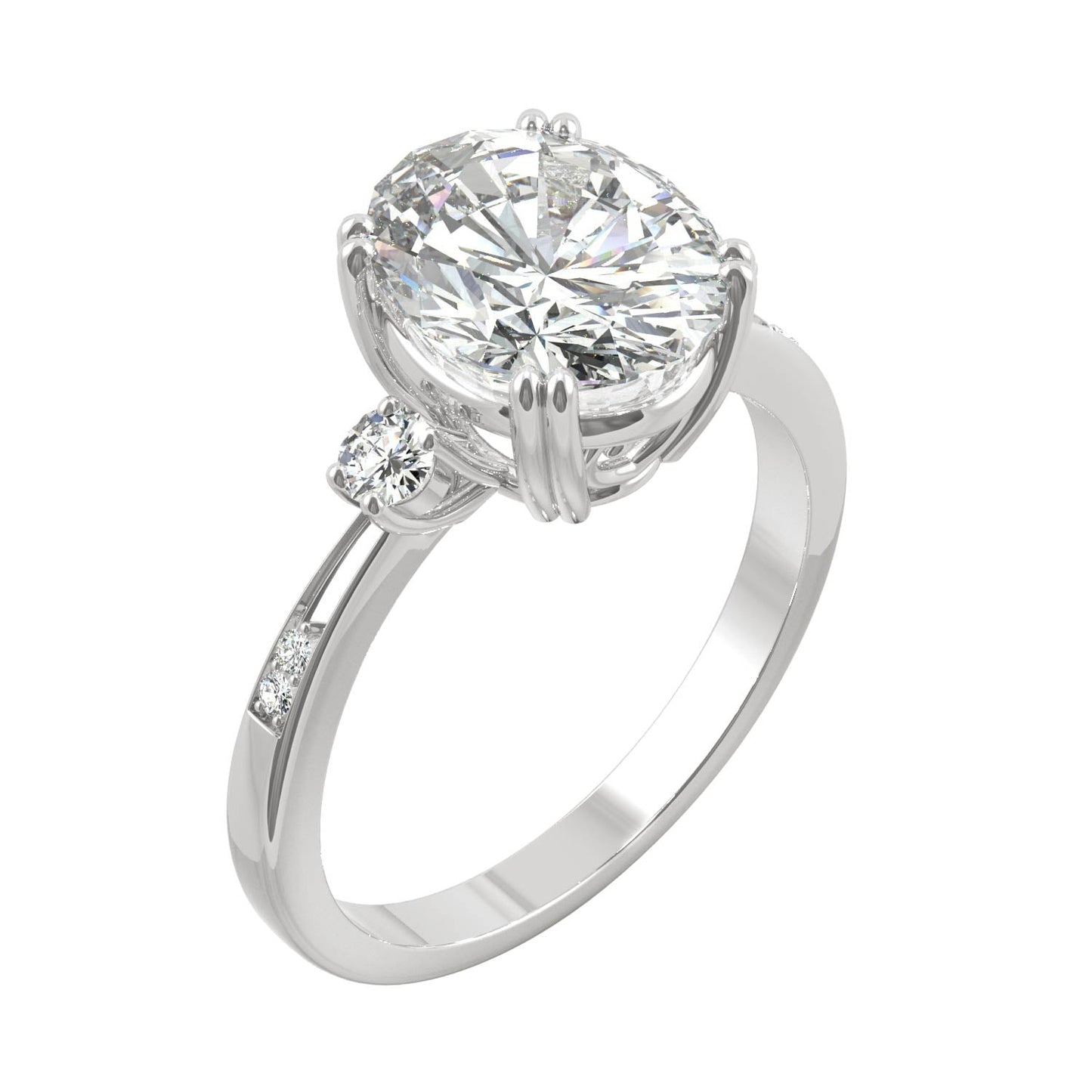 3.14 CTW DEW Oval Moissanite Seven-Stone Ring in 14K White Gold