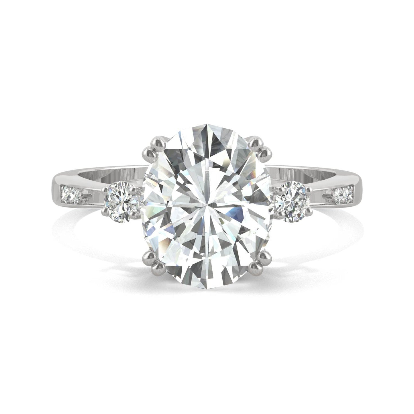 3.14 CTW DEW Oval Moissanite Seven-Stone Ring in 14K White Gold