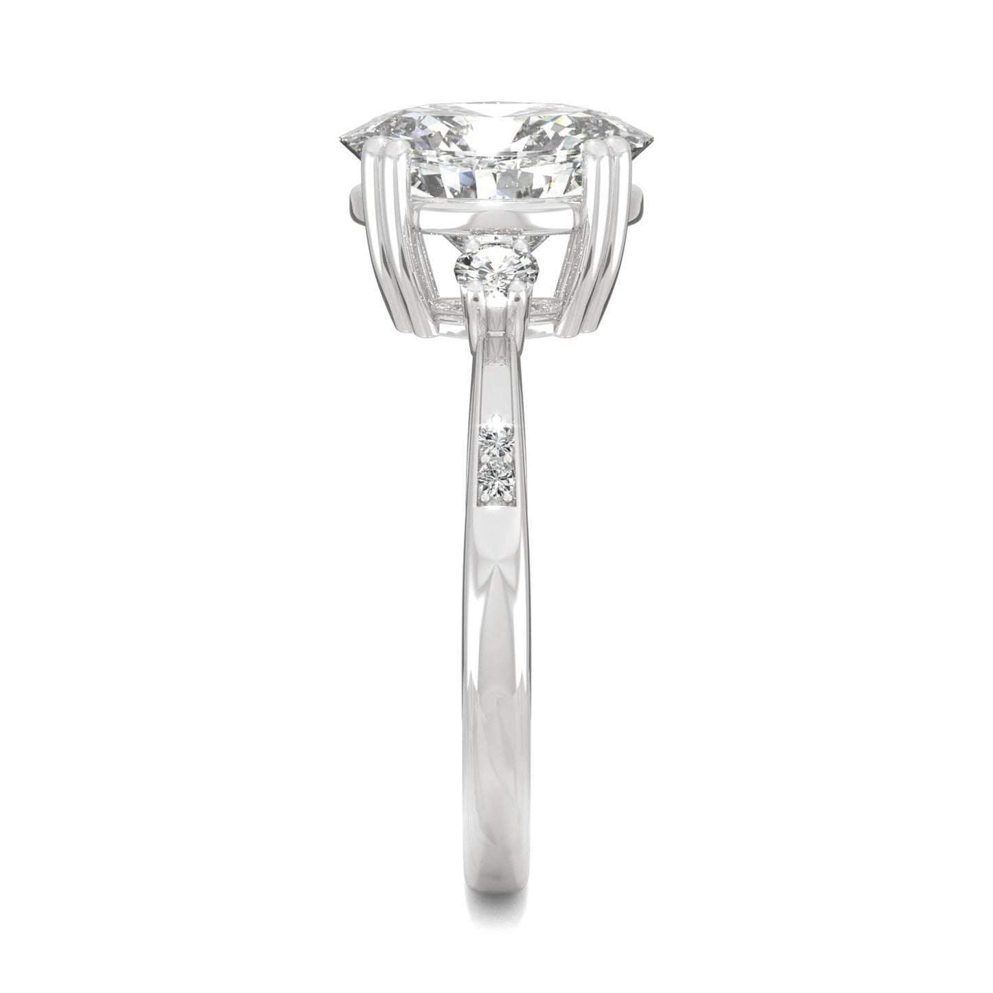 3.14 CTW DEW Oval Moissanite Seven-Stone Ring in 14K White Gold