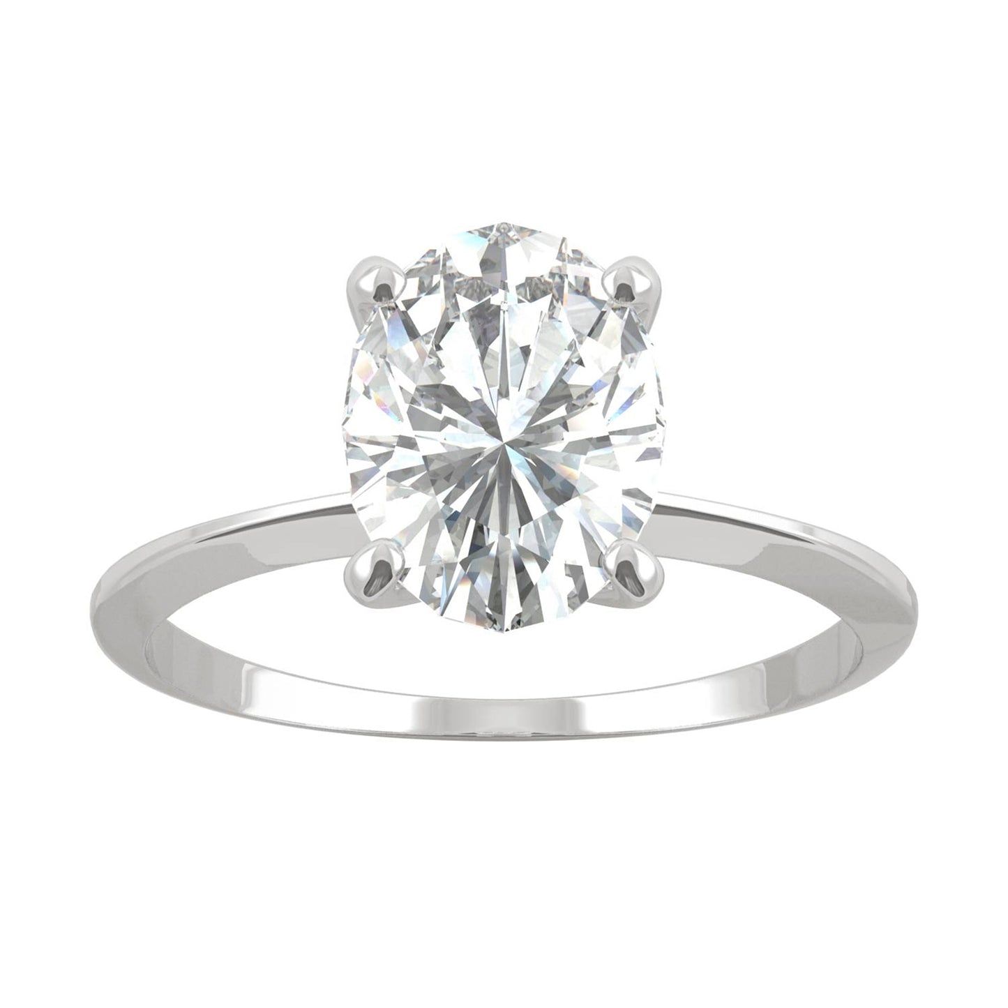 2.10 CTW DEW Oval Moissanite Solitaire Engagement Ring in 14K White Gold