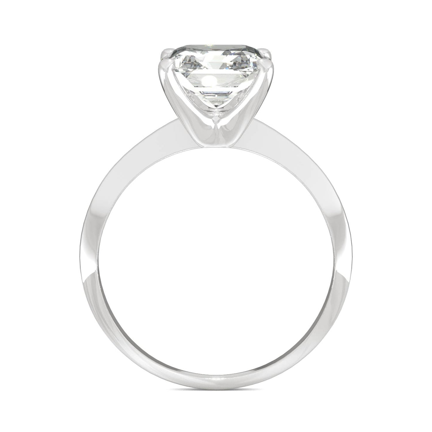 2.21 CTW DEW Asscher Moissanite Engagement Ring in 14K White Gold
