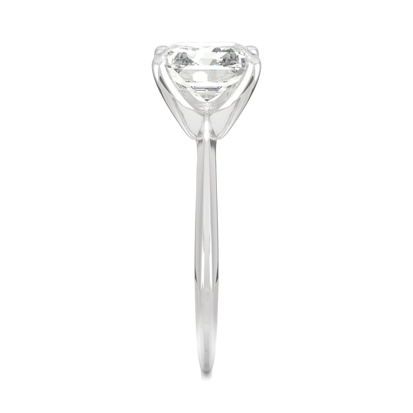 2.21 CTW DEW Asscher Moissanite Engagement Ring in 14K White Gold