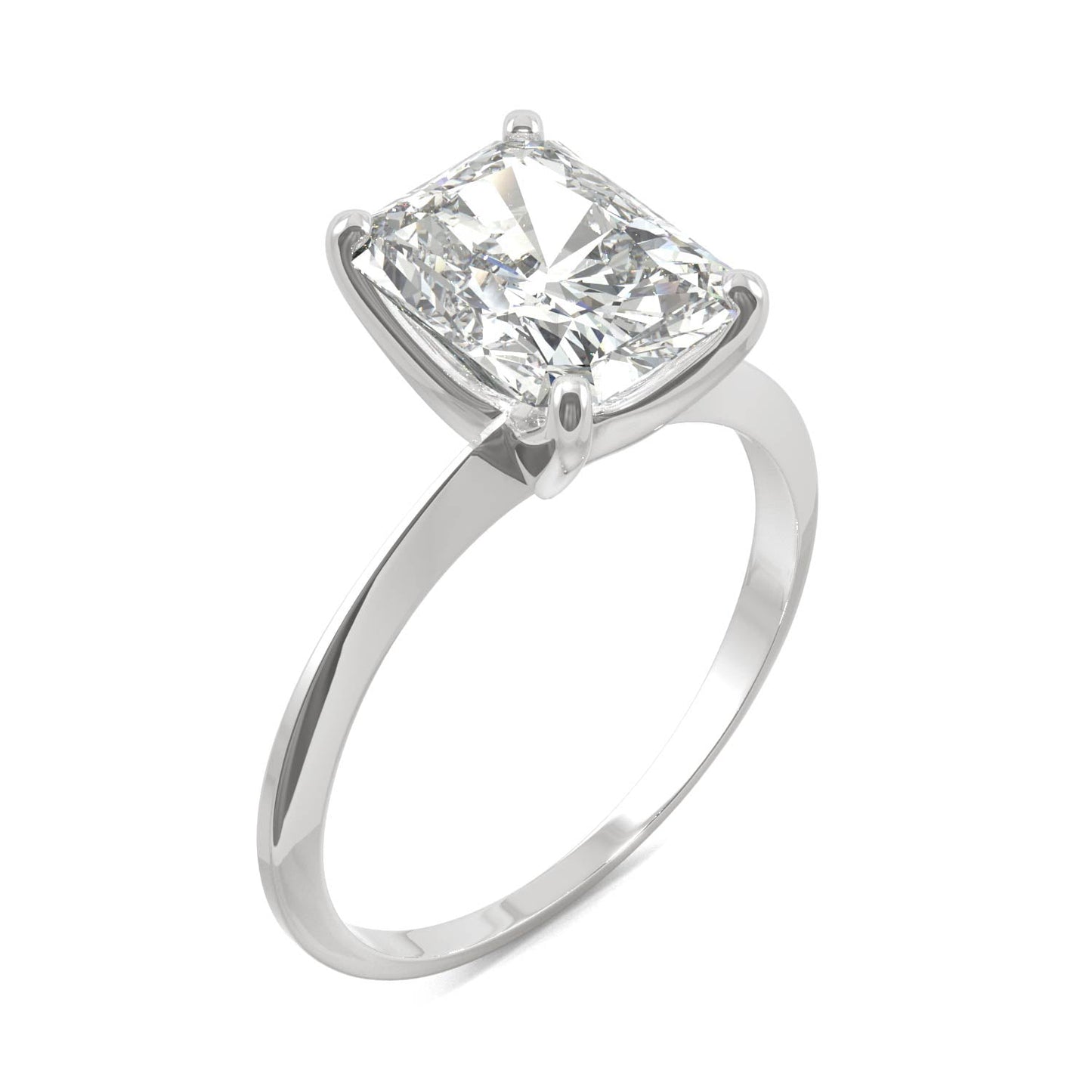 2.70 CTW DEW Radiant Moissanite Solitaire Engagement Ring in 14K White Gold