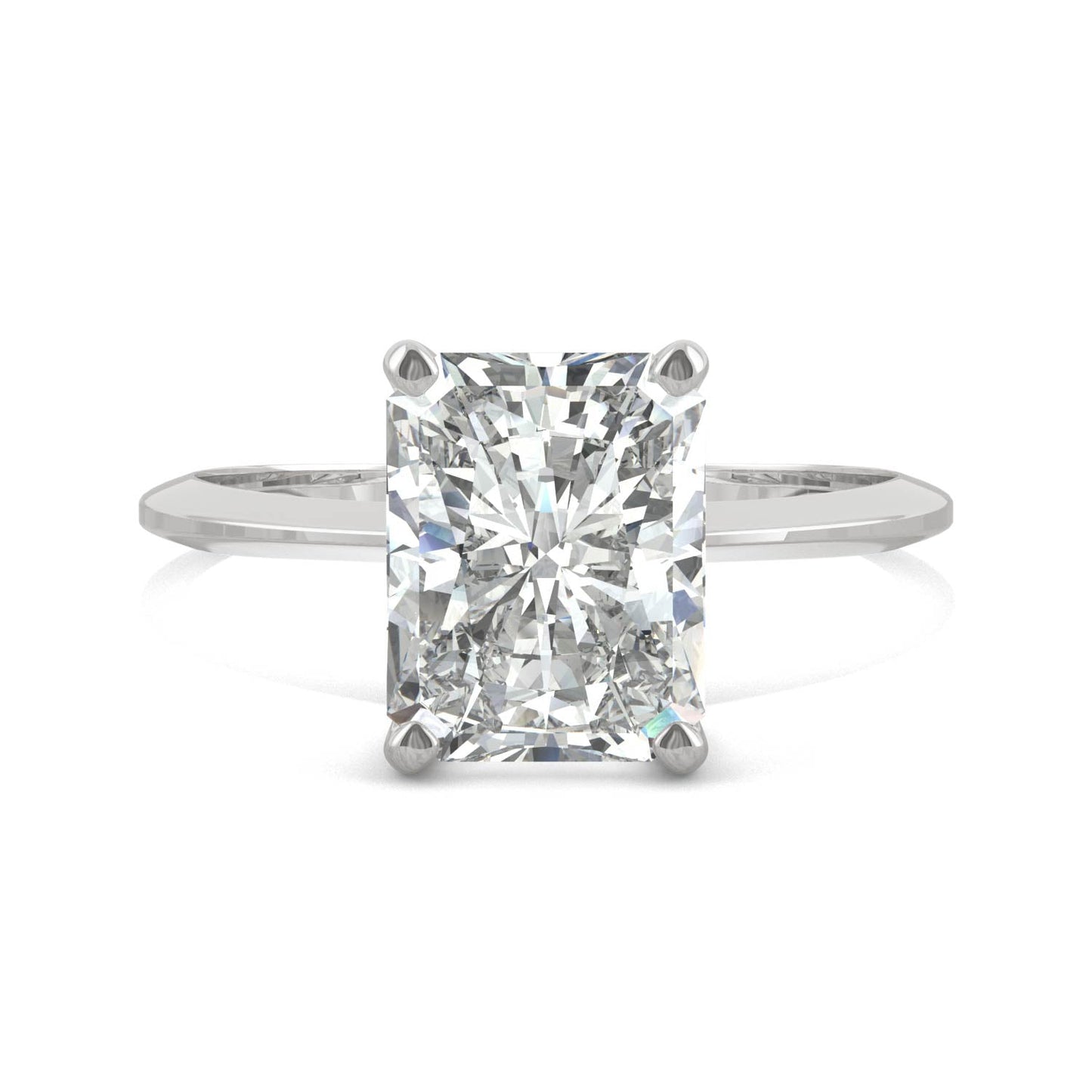2.70 CTW DEW Radiant Moissanite Solitaire Engagement Ring in 14K White Gold
