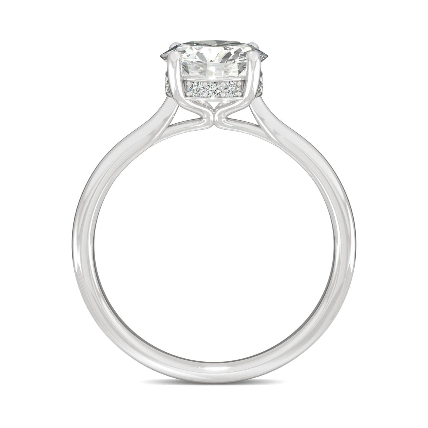 1.58 CTW DEW Round Moissanite Hidden Halo Engagement Ring in 14K White Gold