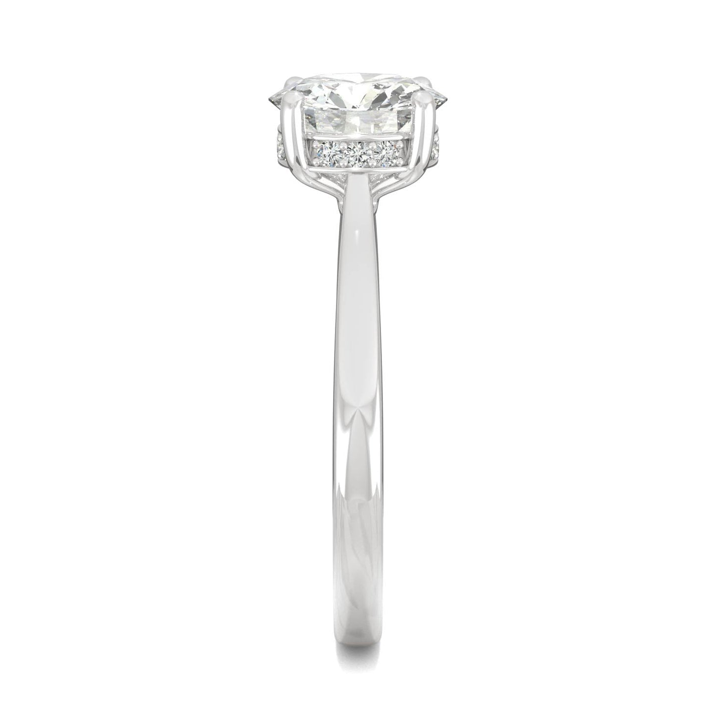 1.58 CTW DEW Round Moissanite Hidden Halo Engagement Ring in 14K White Gold