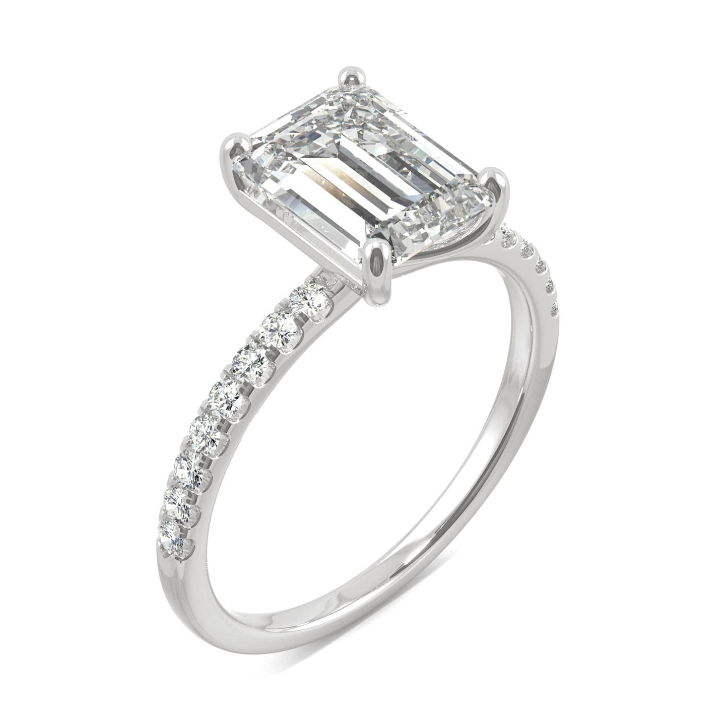 2.76 CTW DEW Emerald Moissanite Ring in 14K White Gold