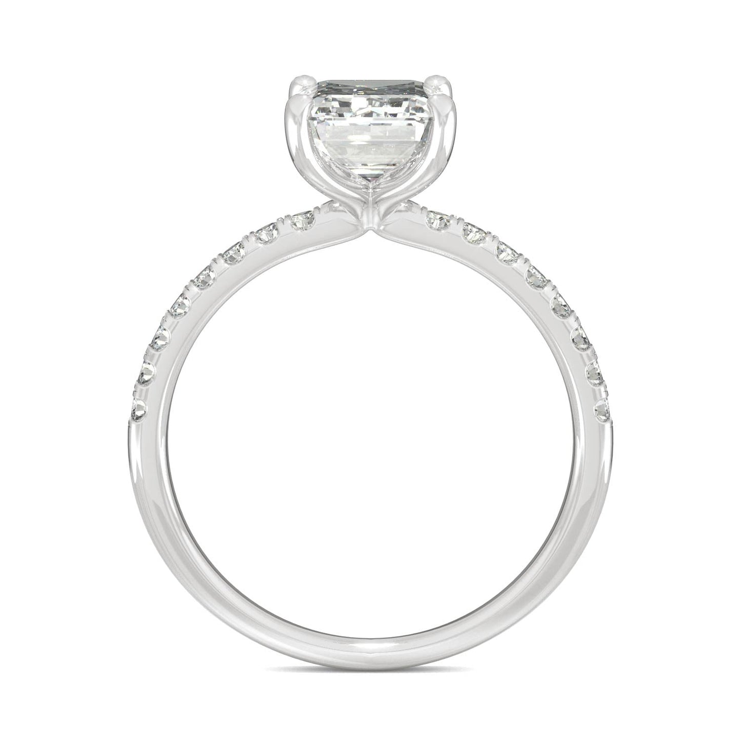 2.76 CTW DEW Emerald Moissanite Ring in 14K White Gold