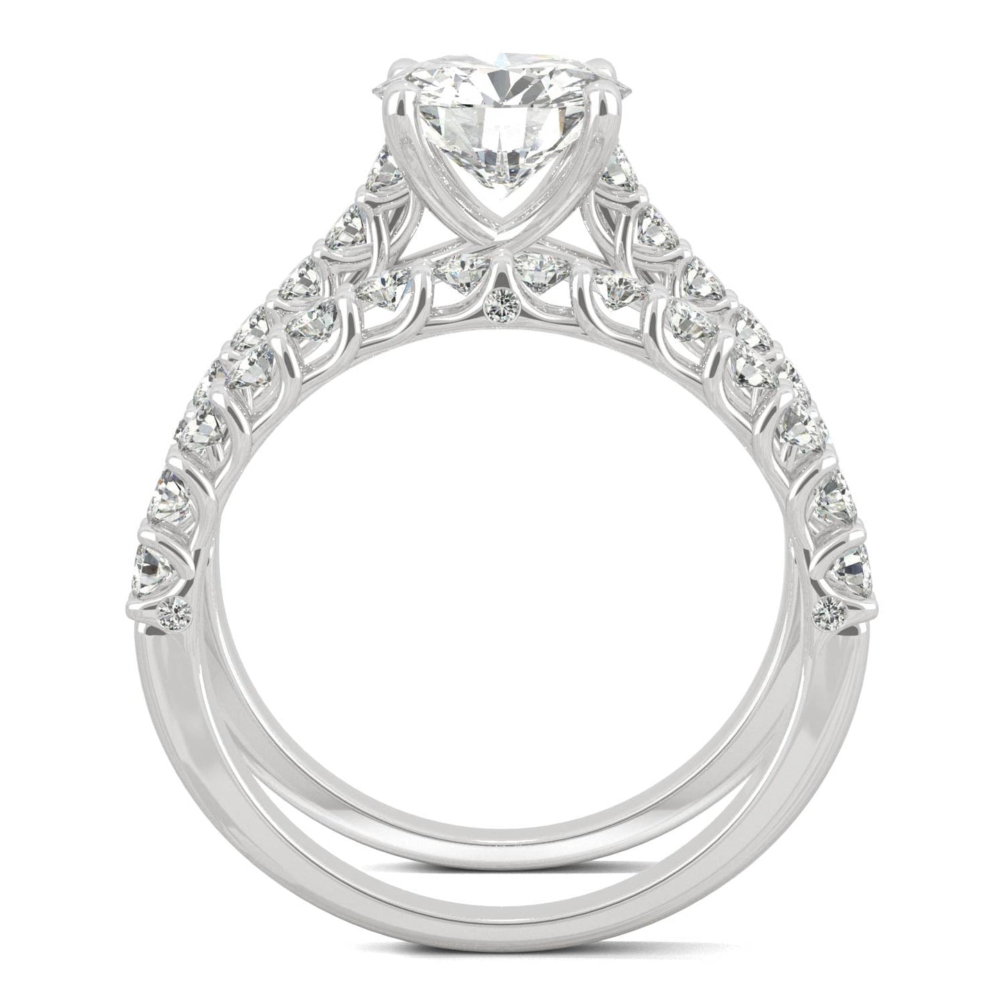 2.37 CTW DEW Round Moissanite Bridal Set in 14K White Gold