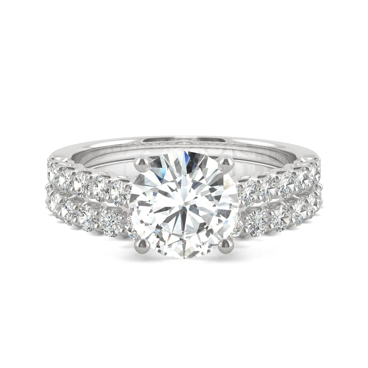 2.37 CTW DEW Round Moissanite Bridal Set in 14K White Gold