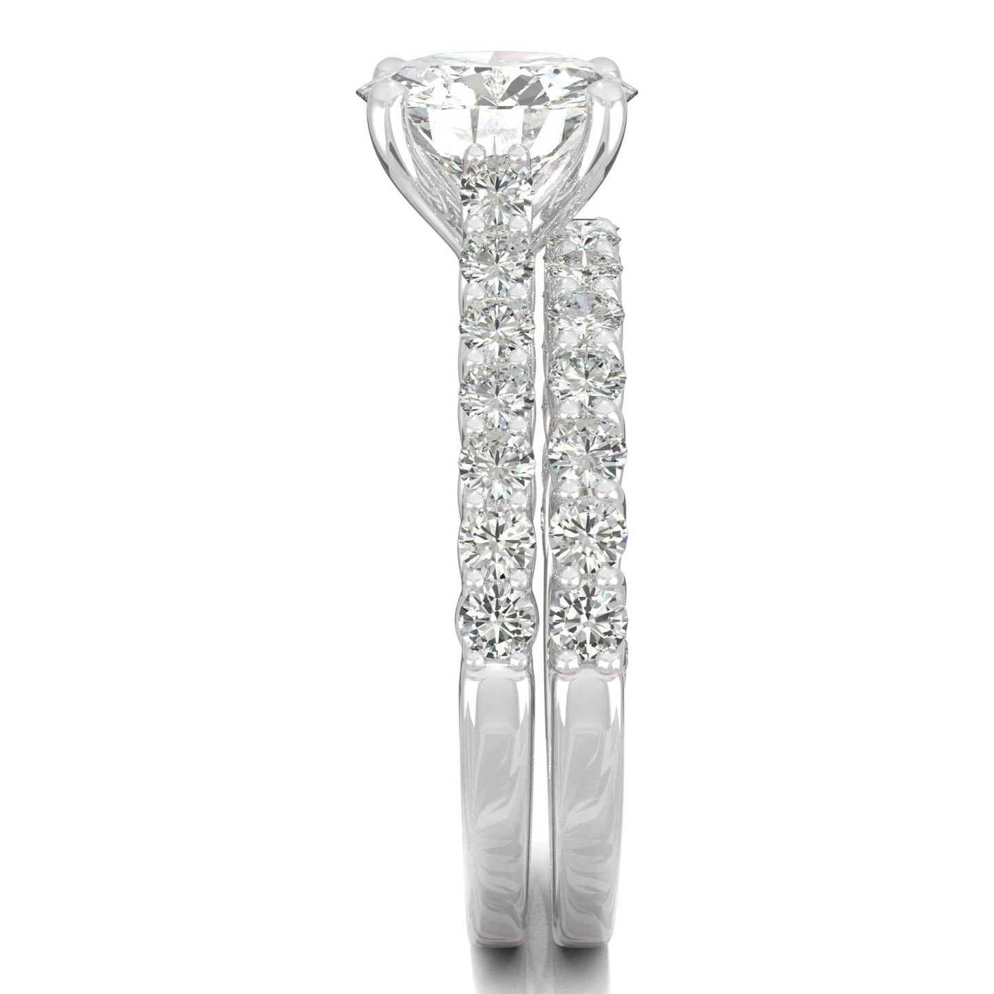 2.37 CTW DEW Round Moissanite Bridal Set in 14K White Gold