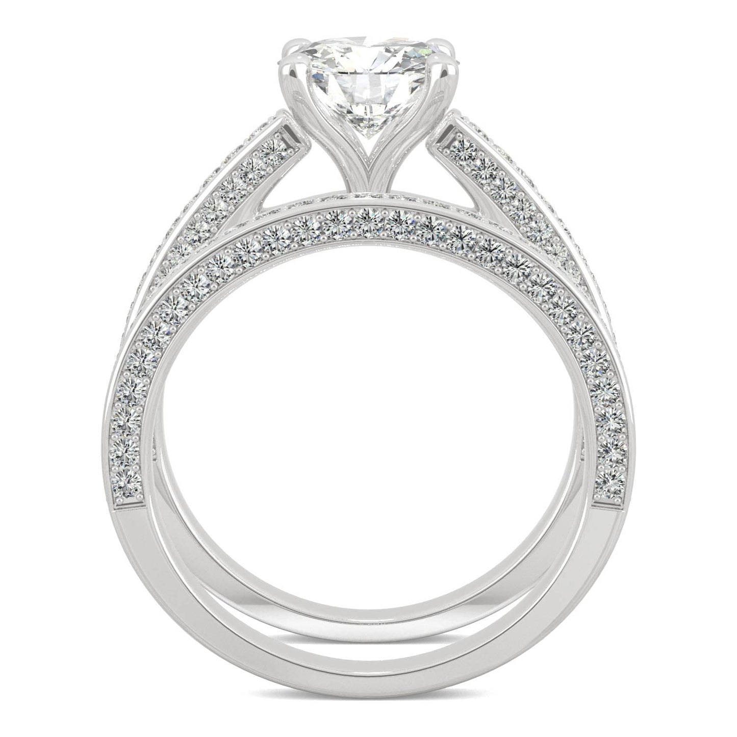 2.71 CTW DEW Round Moissanite Bridal Set in 14K White Gold