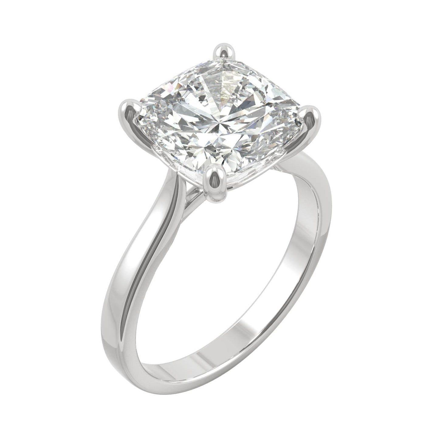 4.20 CTW DEW Cushion Moissanite Solitaire Engagement Ring in 14K White Gold