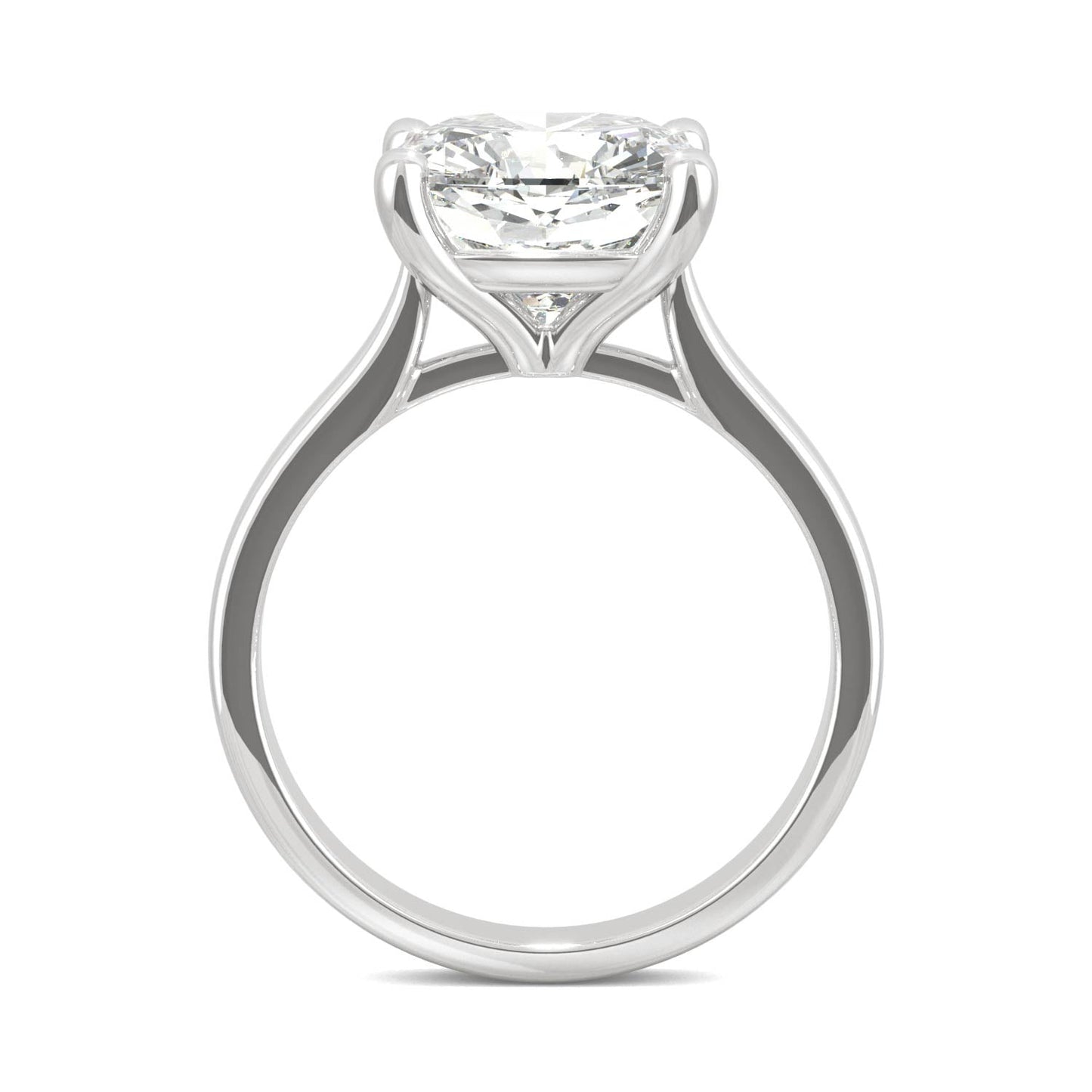 4.20 CTW DEW Cushion Moissanite Solitaire Engagement Ring in 14K White Gold