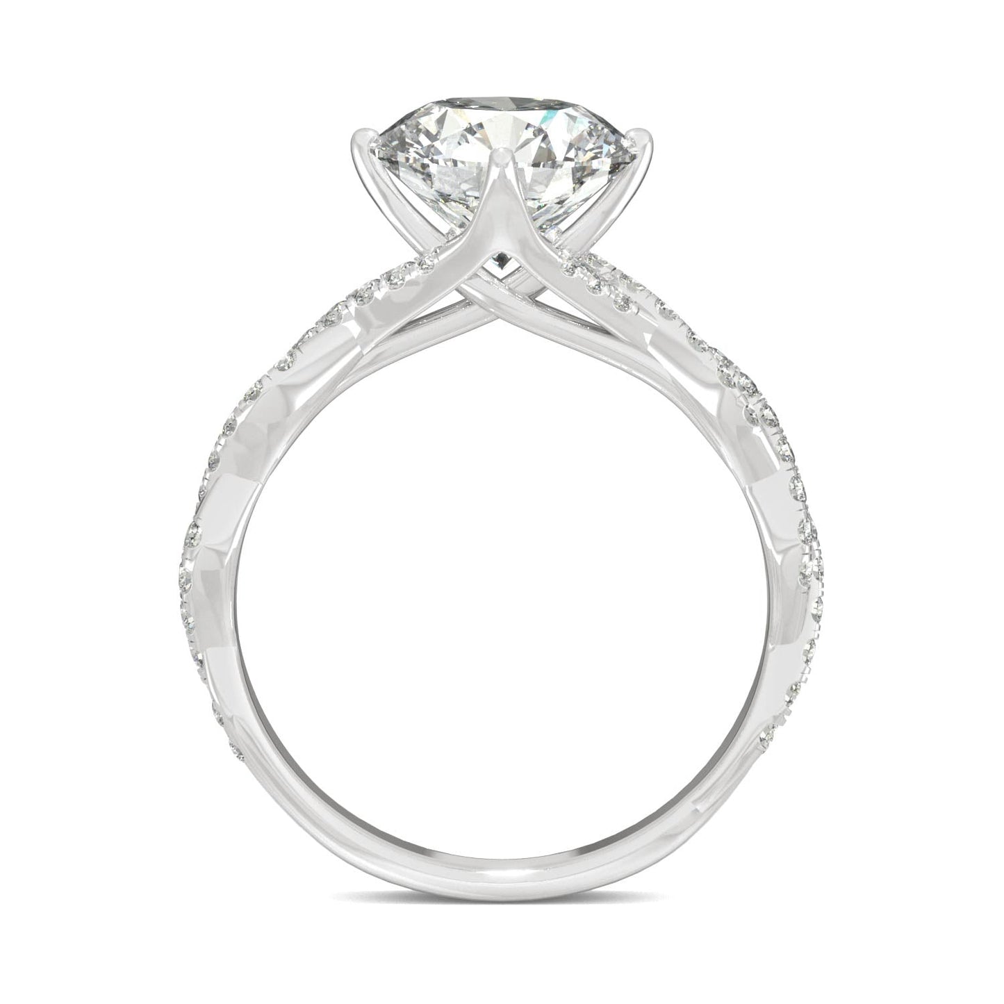 2.30 CTW DEW Round Moissanite Pave Ring in 14K White Gold