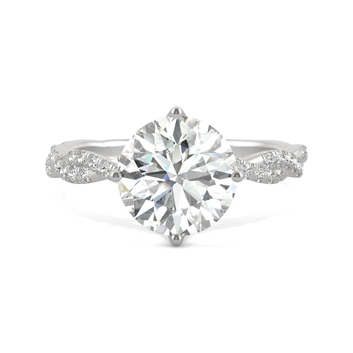 2.30 CTW DEW Round Moissanite Pave Ring in 14K White Gold