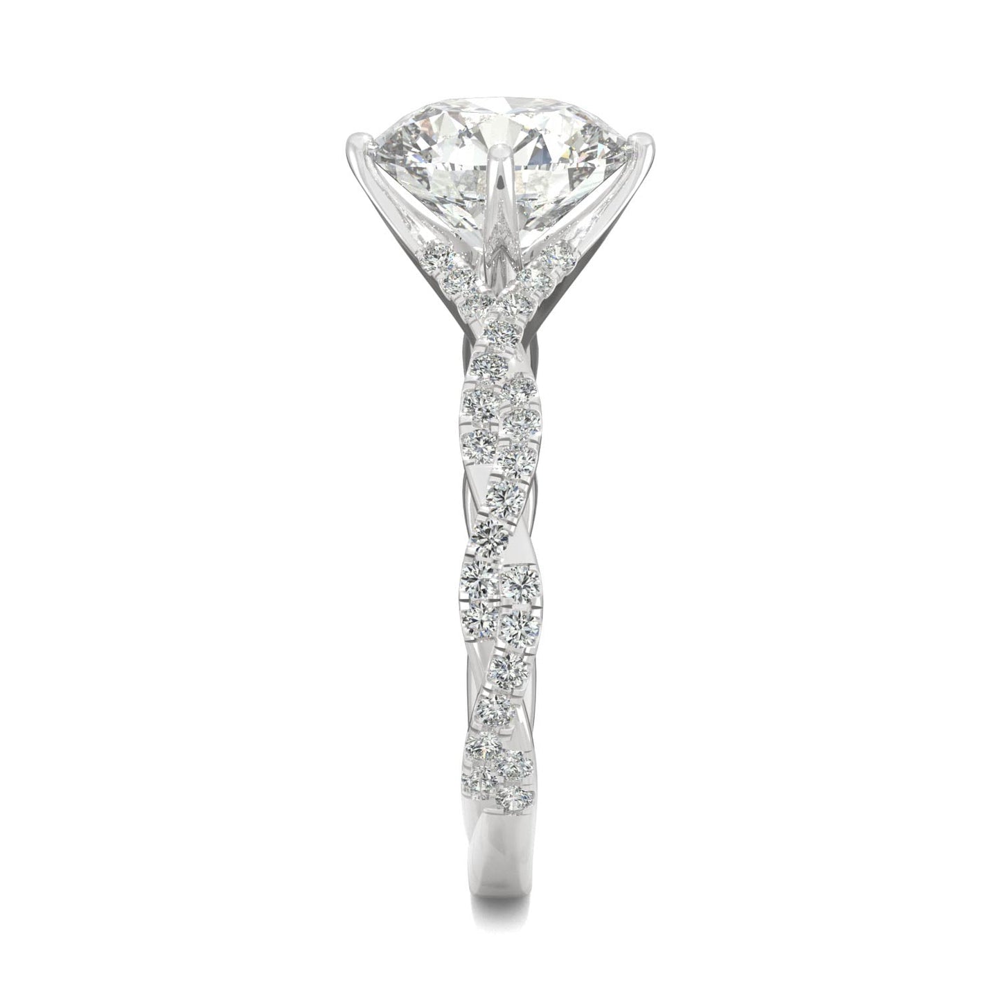 2.30 CTW DEW Round Moissanite Pave Ring in 14K White Gold