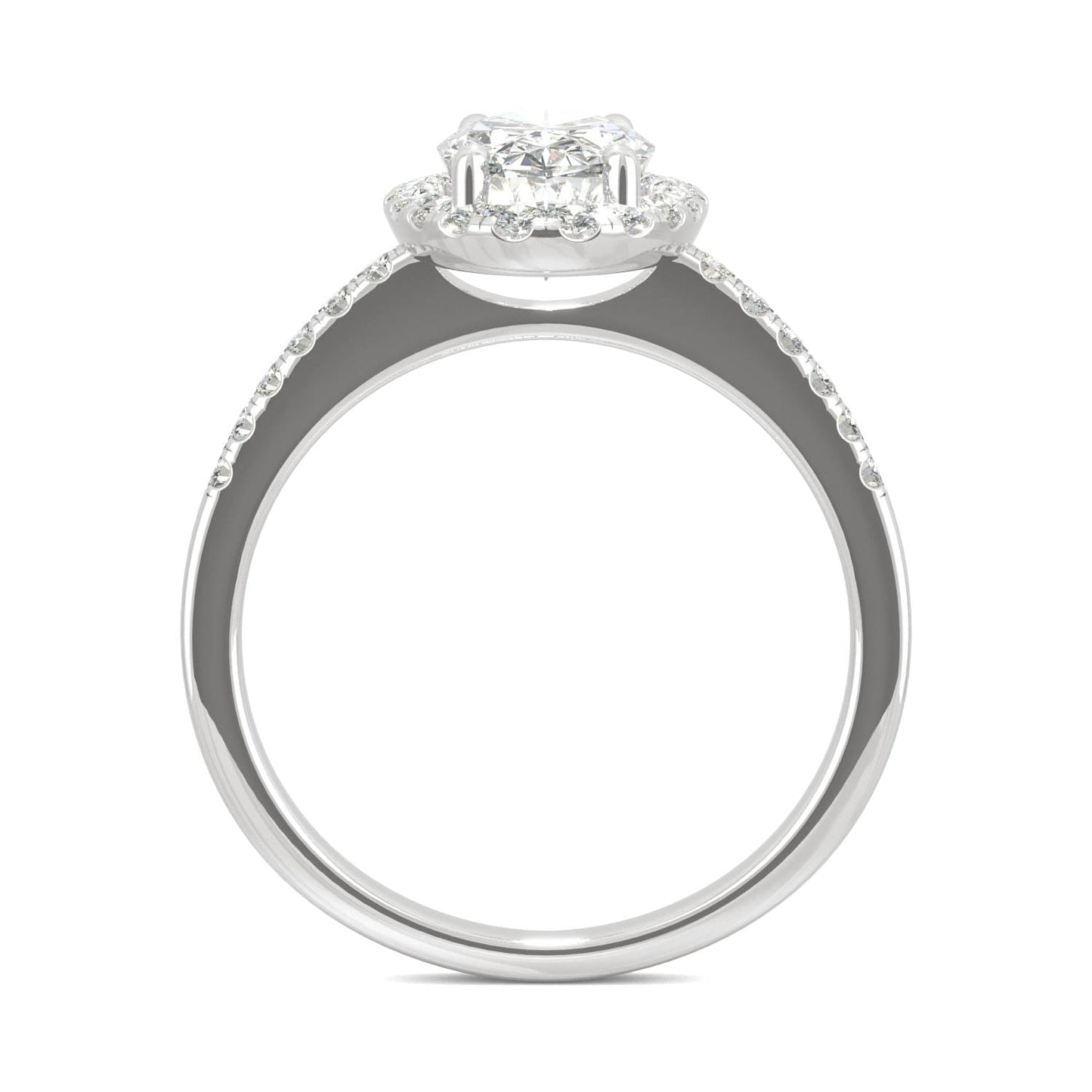 2.62 CTW DEW Elongated Oval Moissanite Halo Ring in 14K White Gold