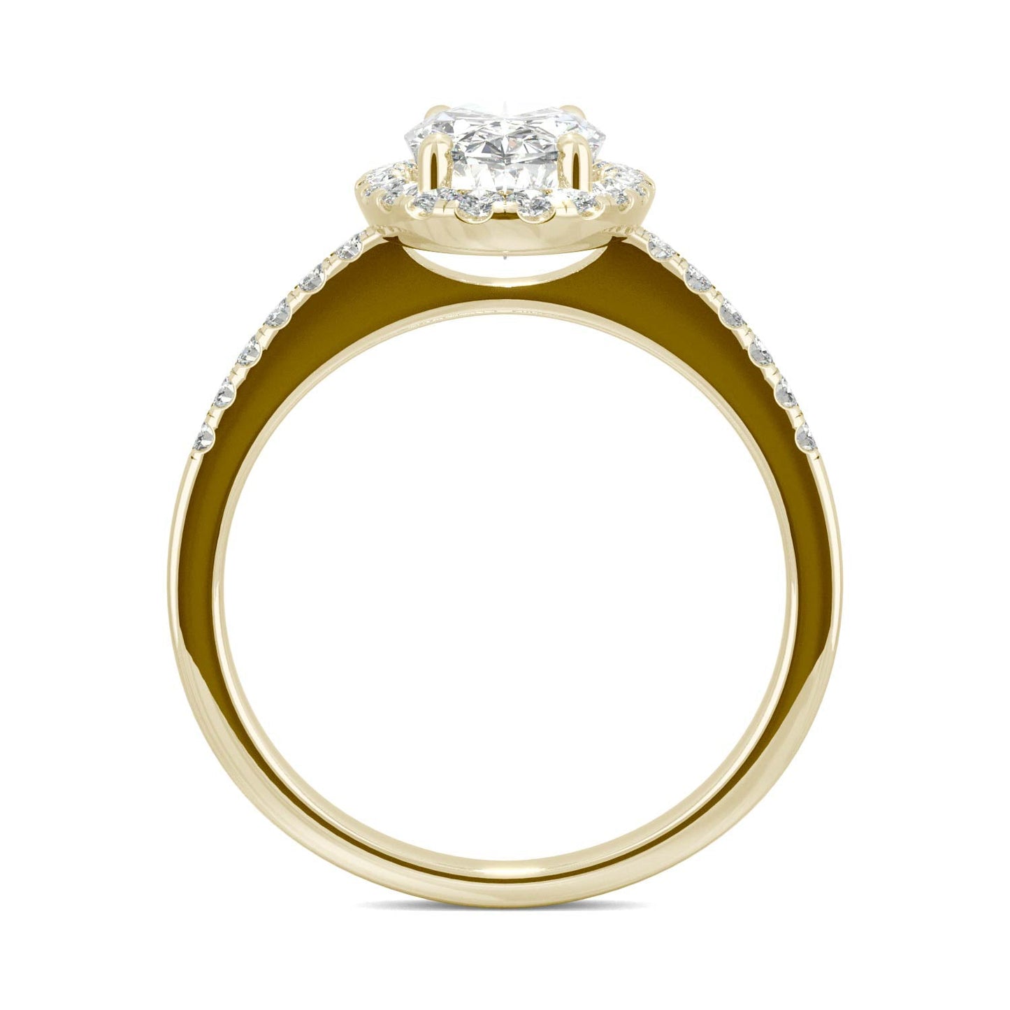 2.62 CTW DEW Elongated Oval Moissanite Halo Ring in 14K Yellow Gold