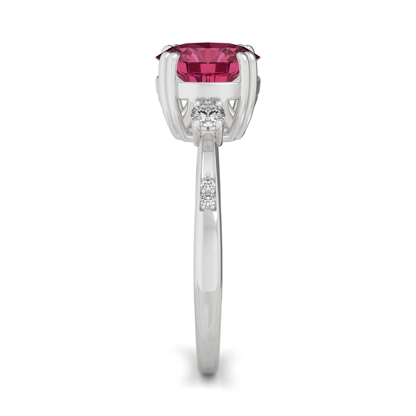 2.84 CTW DEW Round Ruby Basket Ring in 14K White Gold